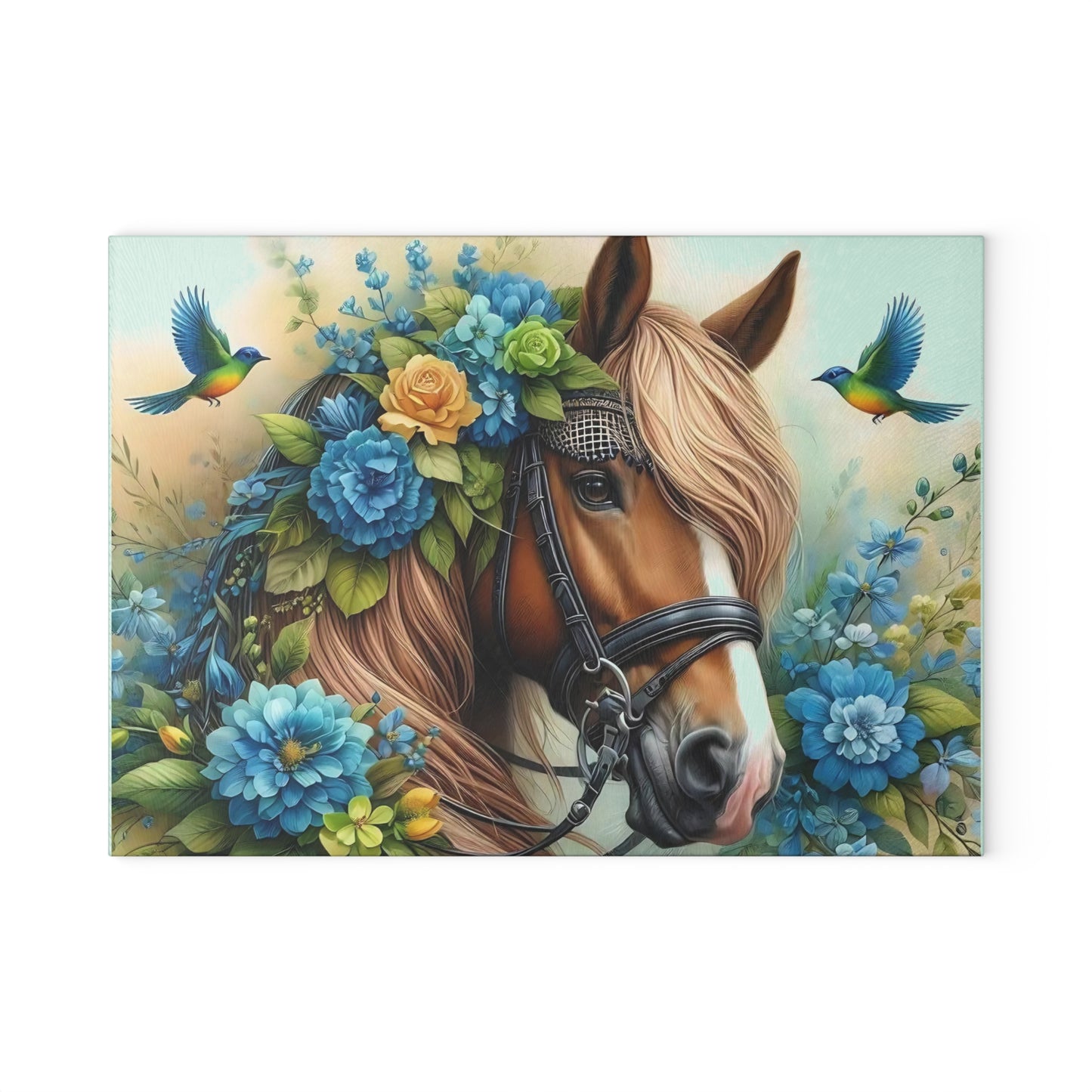 Hermosa tabla de cortar de caballo, tabla de cortar de vidrio templado, tabla de charcutería, tabla de cortar, regalo de inauguración de la casa, tabla de cortar personalizada
