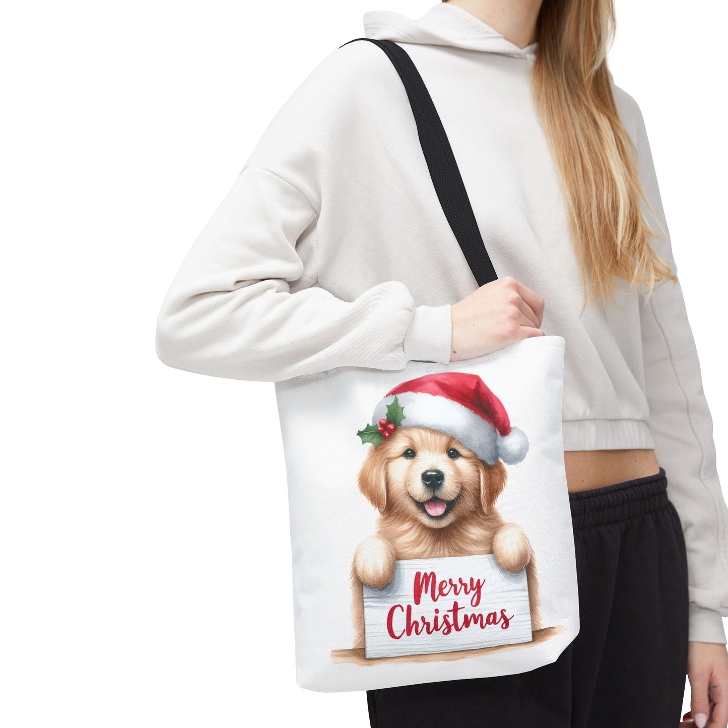 🐾 Golden Retriever “Merry Christmas” Tote Bag – Holiday Cheer in Every Carry 🎄