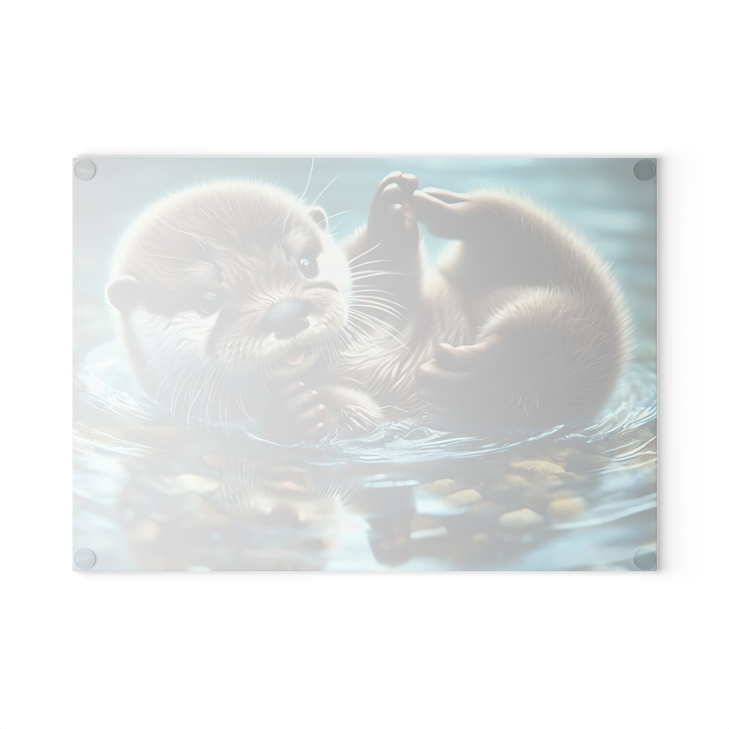 Adorable tabla de cortar de vidrio con forma de nutria: perfecta para los amantes de la naturaleza y los animales.
