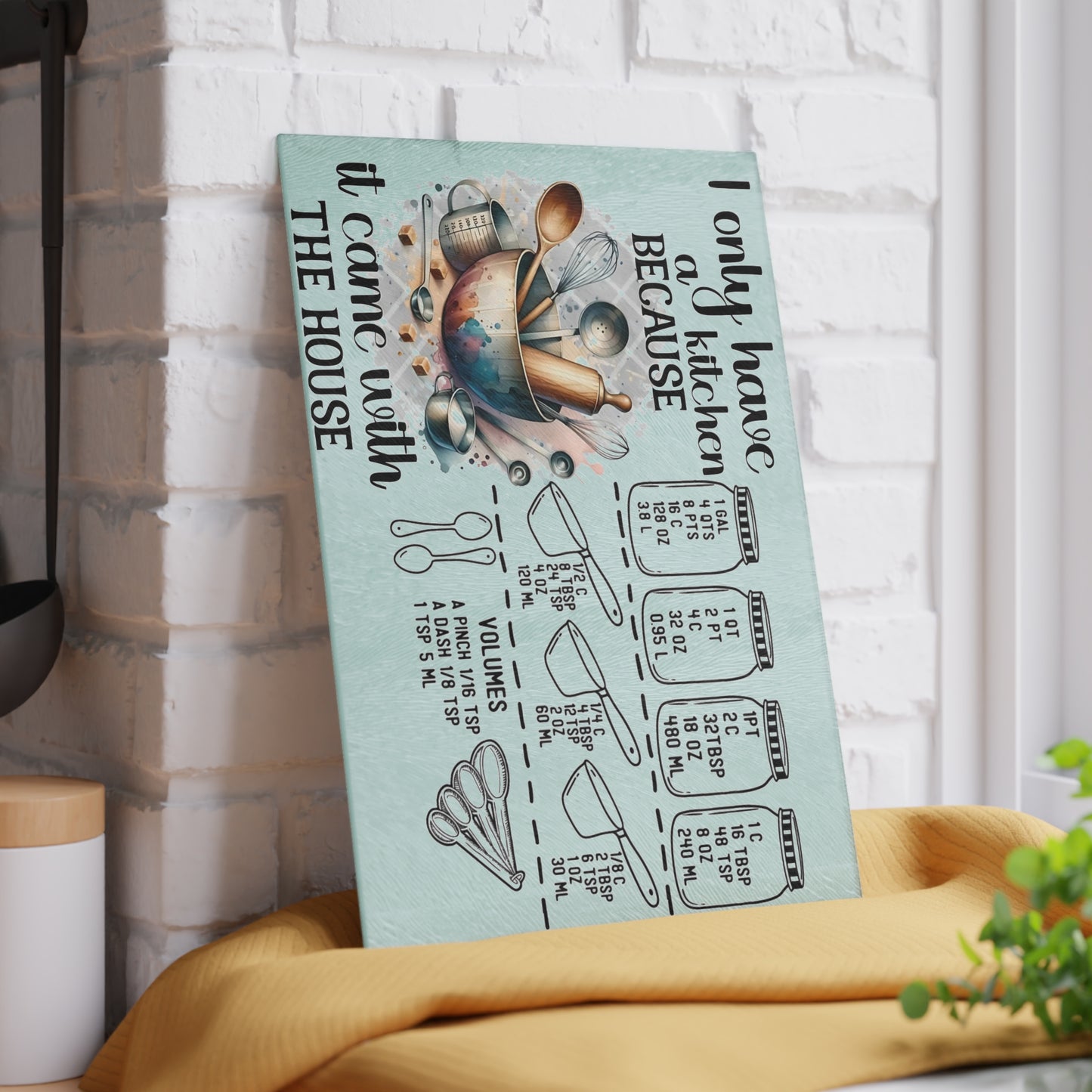 🍴 Funny Kitchen Conversion Cutting Board – “I Only Have a Kitchen Because It Came with the House”