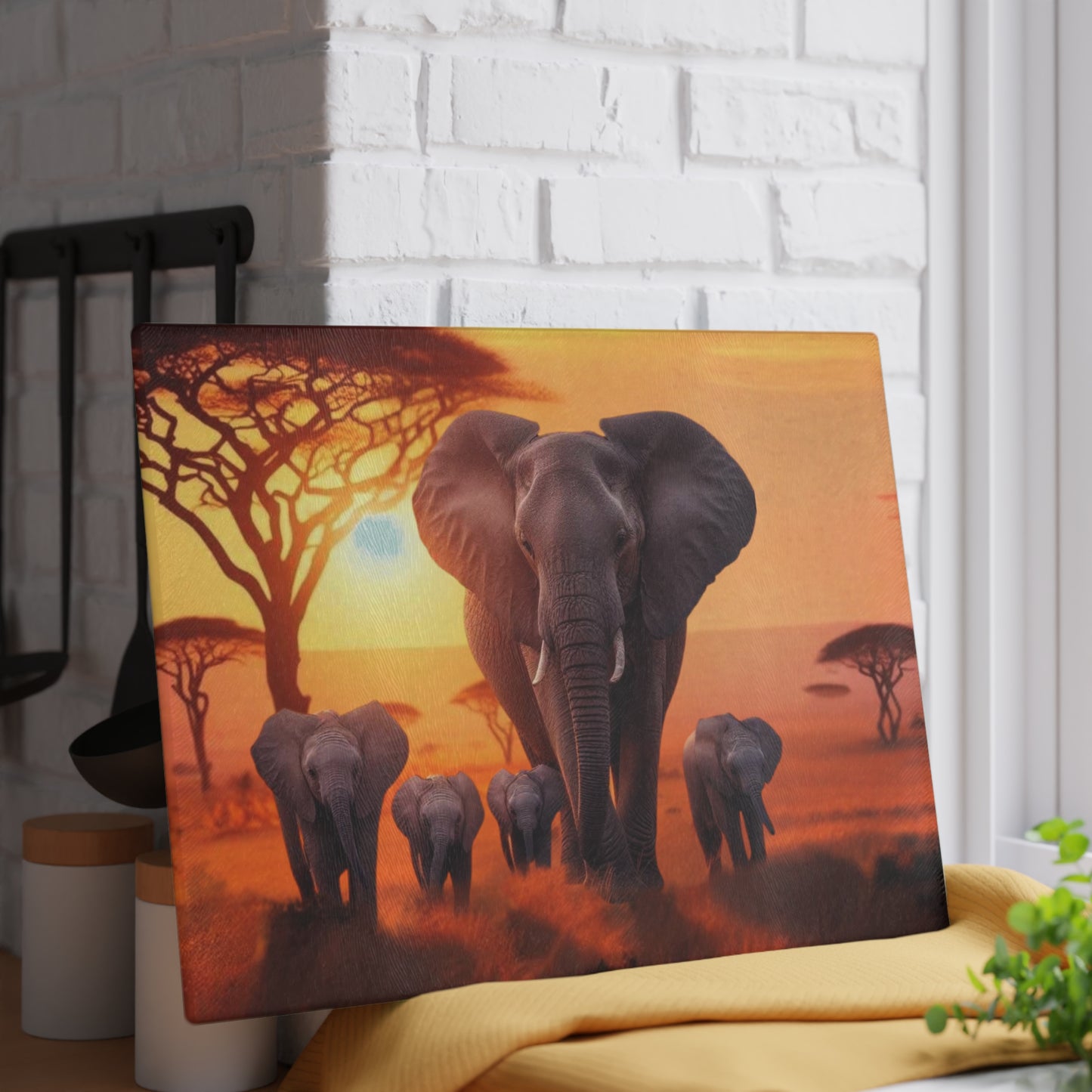 Tabla de cortar de elefante, elefantes bebés, decoración de vida silvestre, cocina con temática animal, regalo familiar, temática de safari, tabla de charcutería, amante de los elefantes
