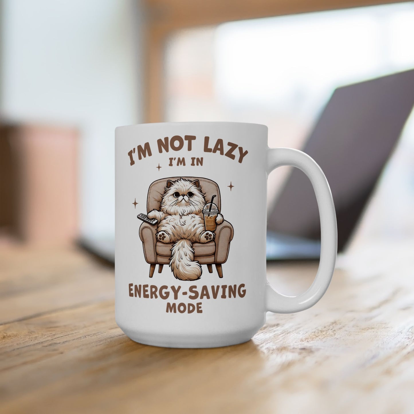 🐾 No soy perezoso, estoy en modo ahorro de energía – Divertida taza de café de gato para amantes de los gatos 😸