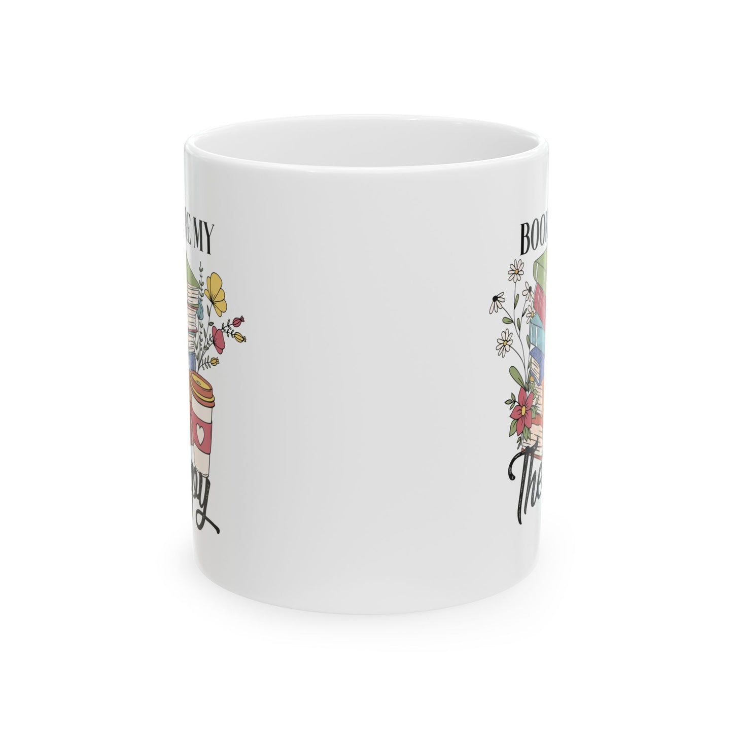 ☕📚 Book Lover’s Coffee Mug – Stacked Stories & Sips of Joy 🌼