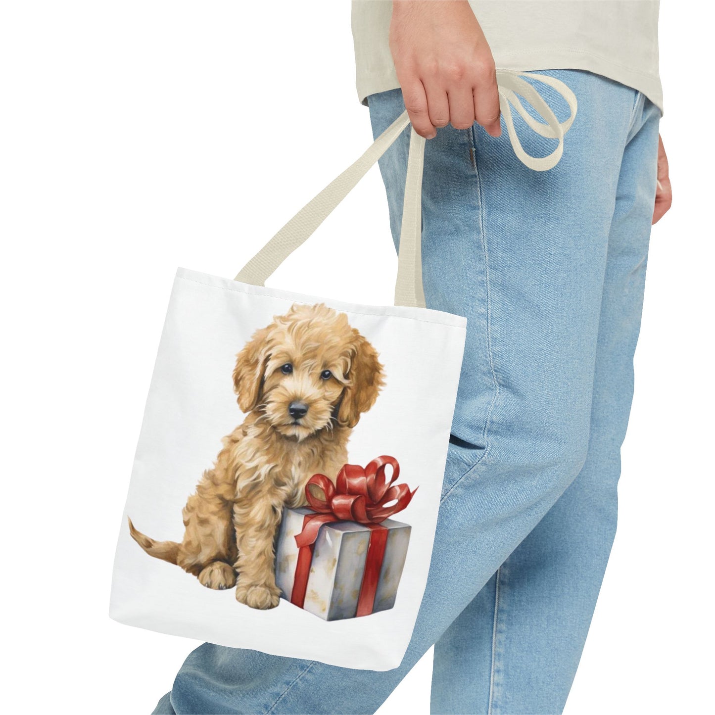 🎁 Goldendoodle Puppy Tote Bag – Sweet & Snuggly Holiday Charm for Dog Lovers 🐶