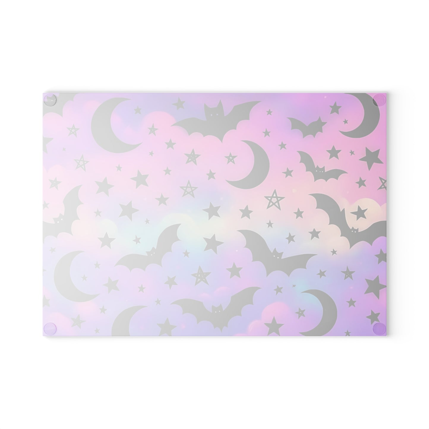 🦇 Pastel Halloween Sky Cutting Board – Spooky Cute Bats & Moons on Dreamy Clouds