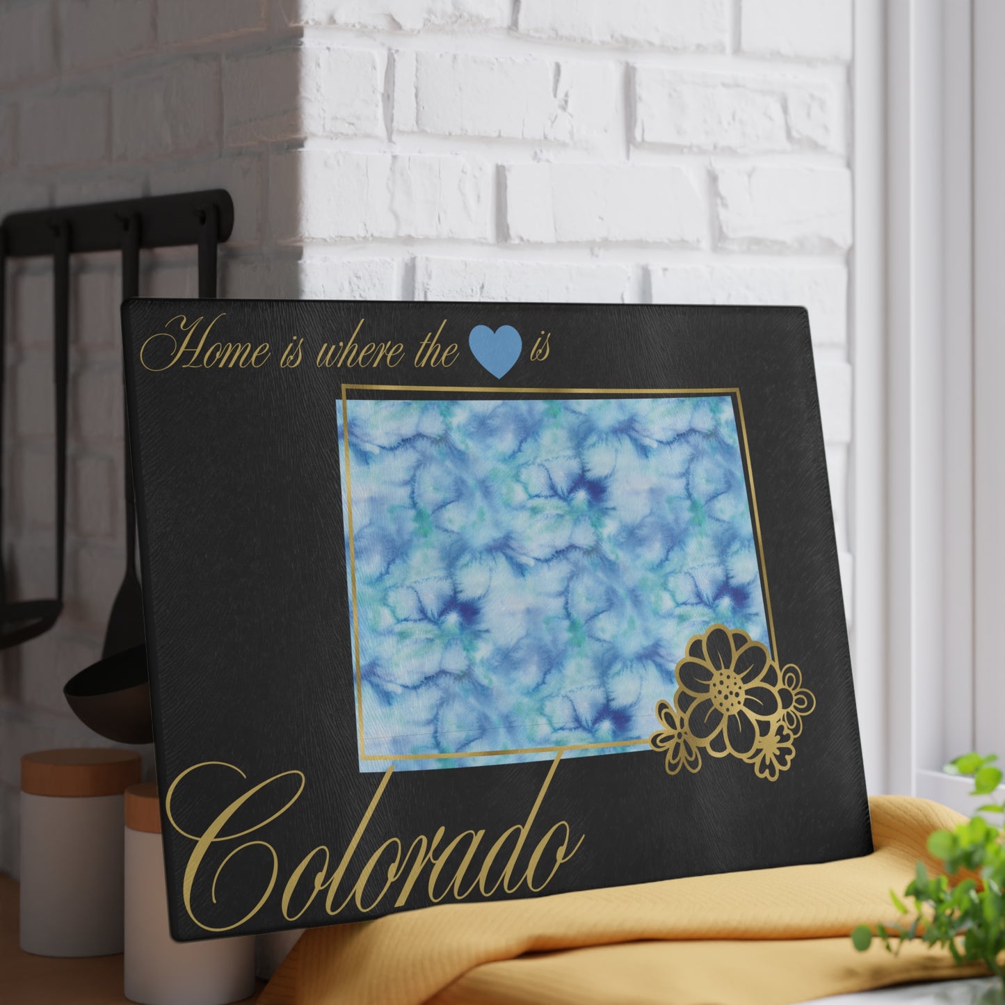 💙 Colorado Floral State Cutting Board – Mountain State Elegance with a Blue Sky Twist 🌲
