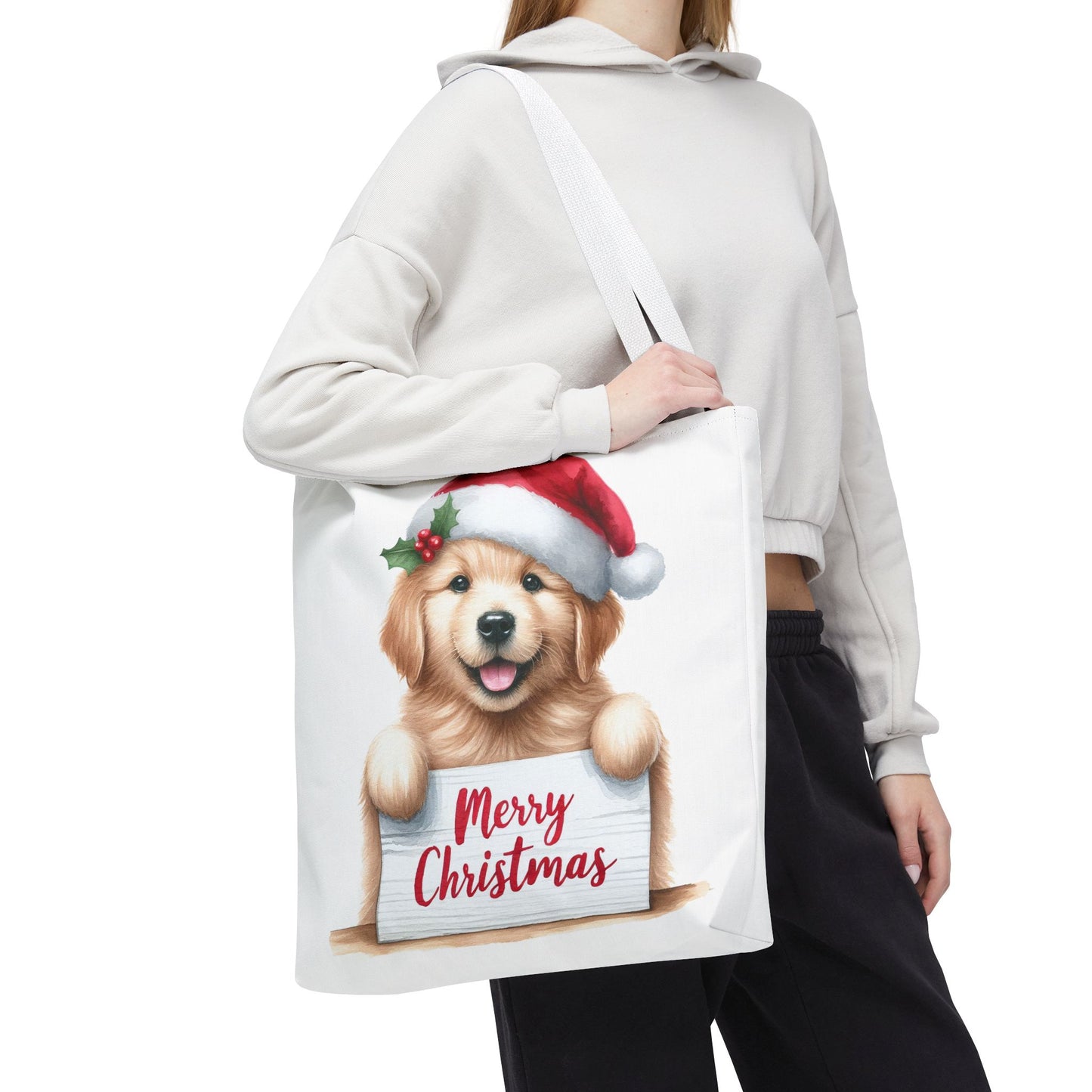 🐾 Golden Retriever “Merry Christmas” Tote Bag – Holiday Cheer in Every Carry 🎄