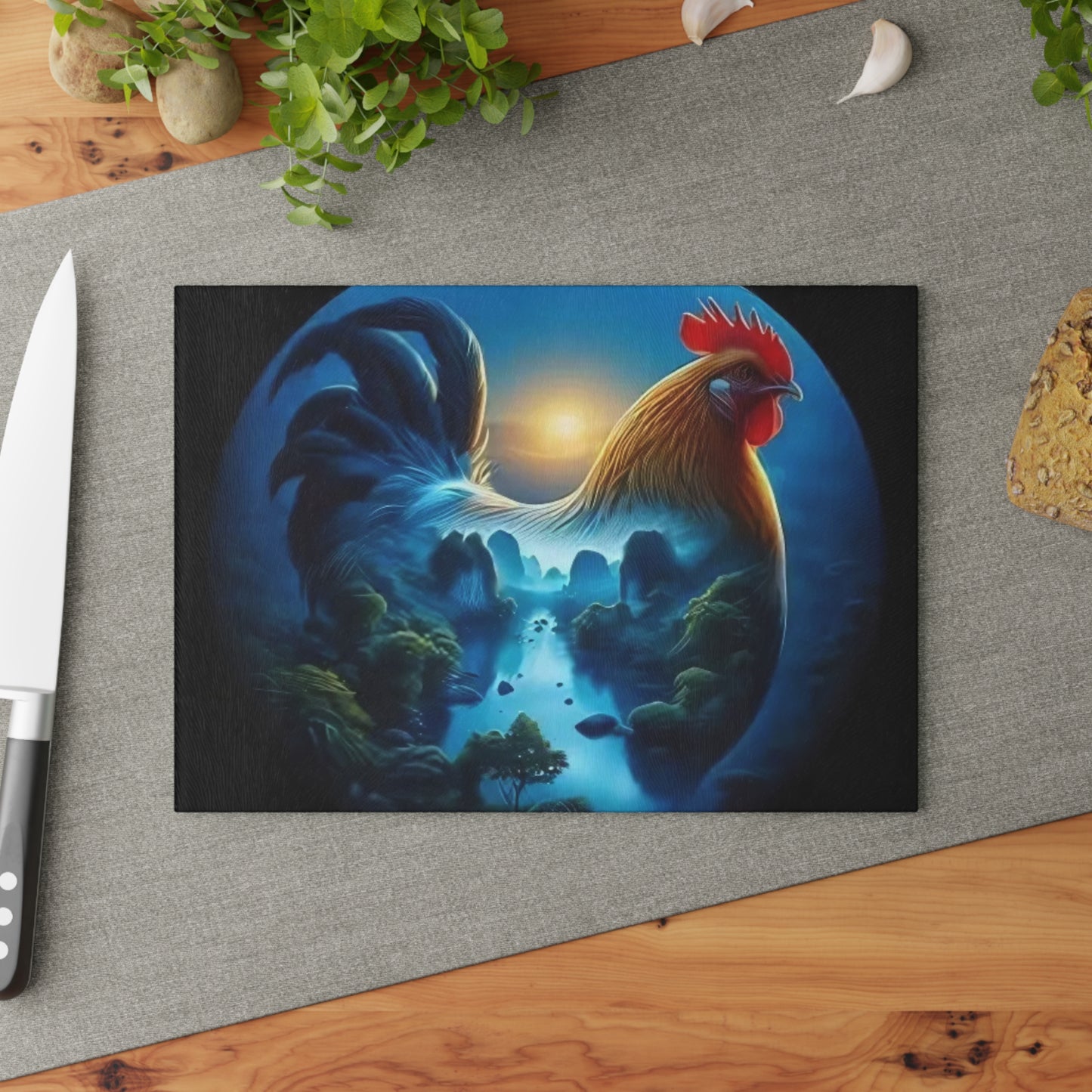 Rooster cutting board, farmhouse kitchen décor, country kitchen, rustic home décor, farm animal gifts, rooster lover gift, charcuterie board