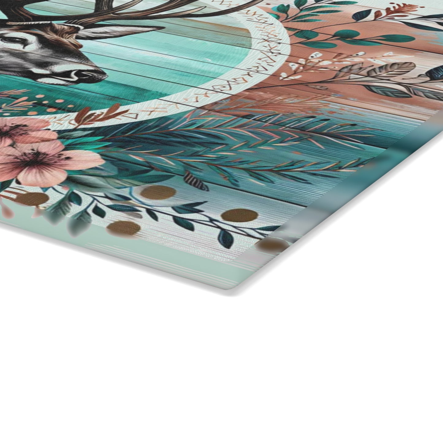 🦌🌸 Rustic Deer Floral Cutting Board – Woodland Cabin Kitchen Décor with Antlers & Flowers 🌿🏞️