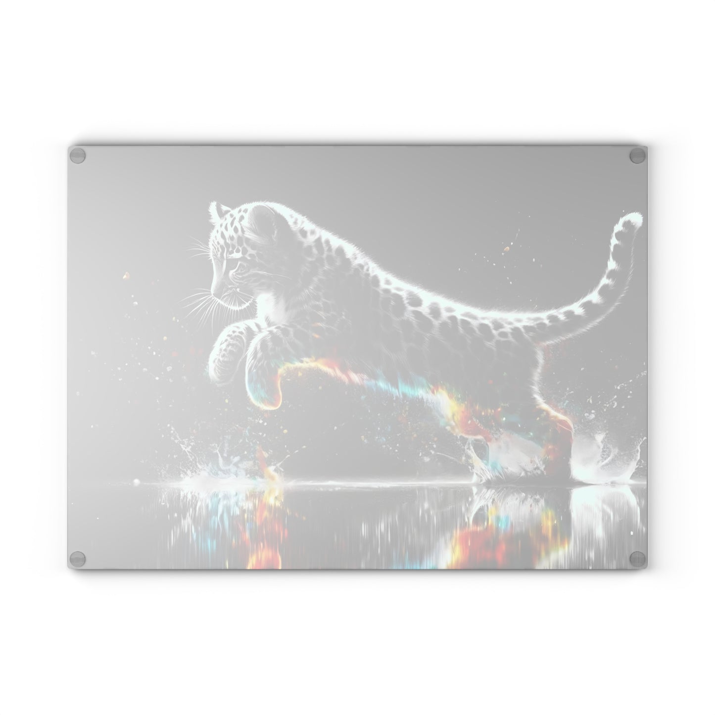 🐆 Leaping Leopard Splash Cutting Board – Fierce Energy Meets Wild Elegance 🌈💧