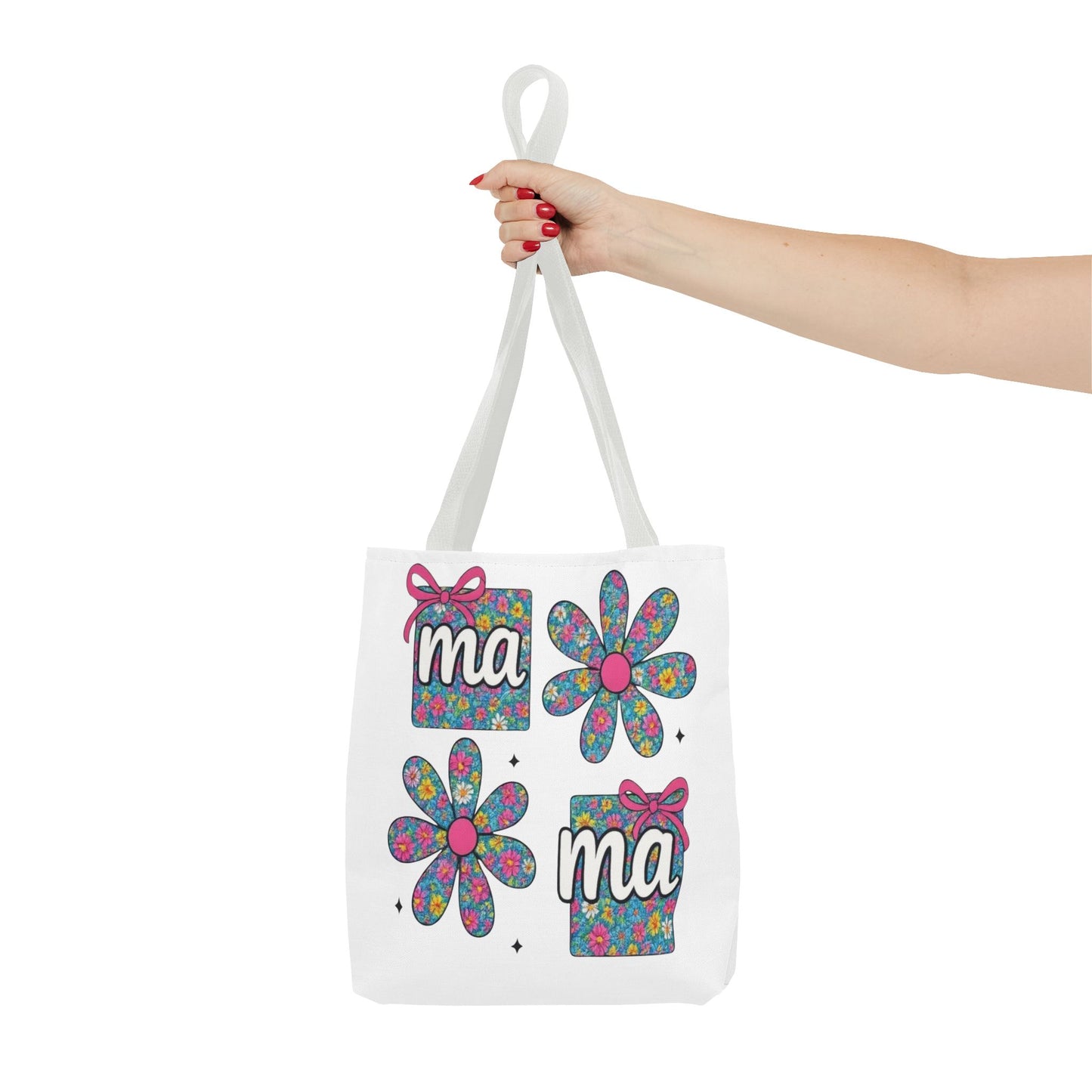 Bolso Tote Floral "ma": Un Accesorio Divertido y Brillante para Mamá
