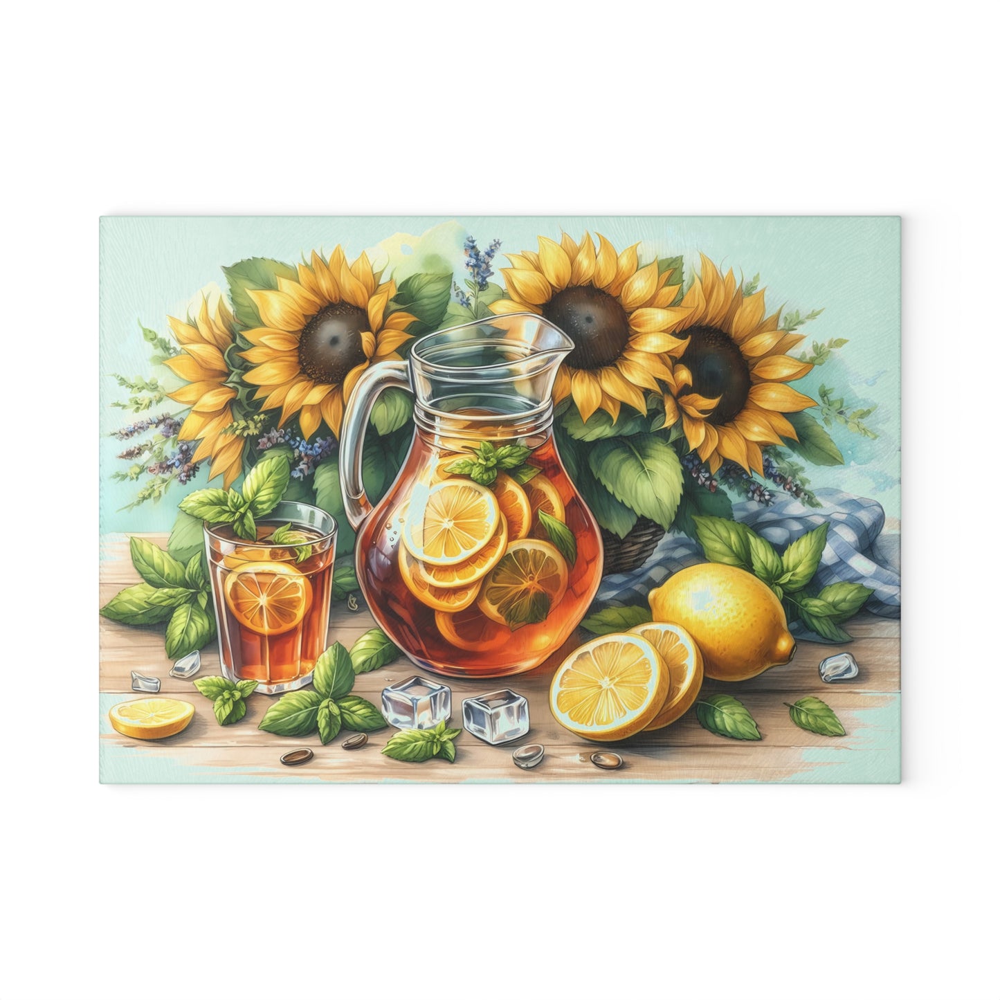 🍋 Sunflower Citrus Tea Cutting Board – Fresh Summer Flavor for Your Kitchen