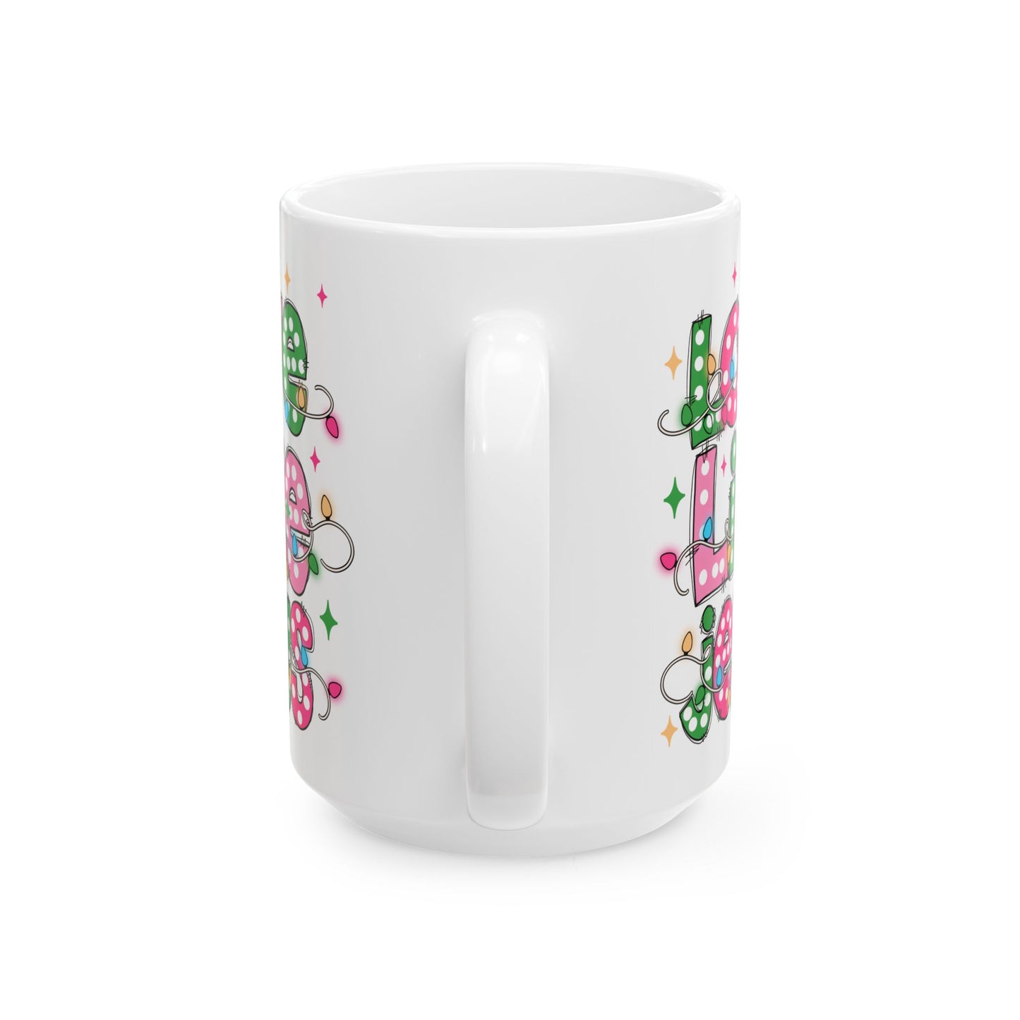 ☕ Love Like Jesus Coffee Mug – Holiday Lights & Faith-Filled Cheer 💖🎄