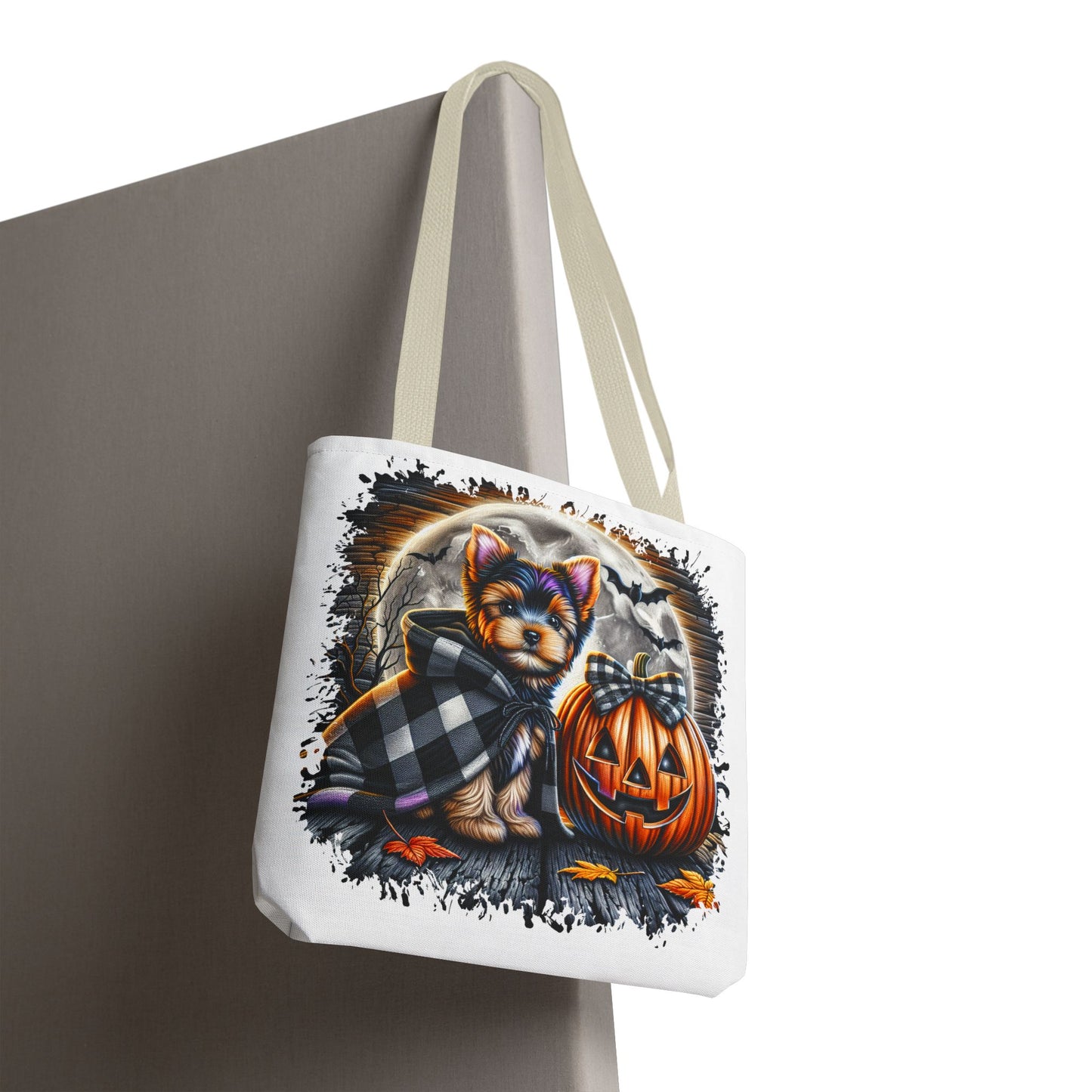 ๐ Yorkie Halloween Tote Bag โ Spooky Cute & Plaid Perfect ๐พ๐ค๐