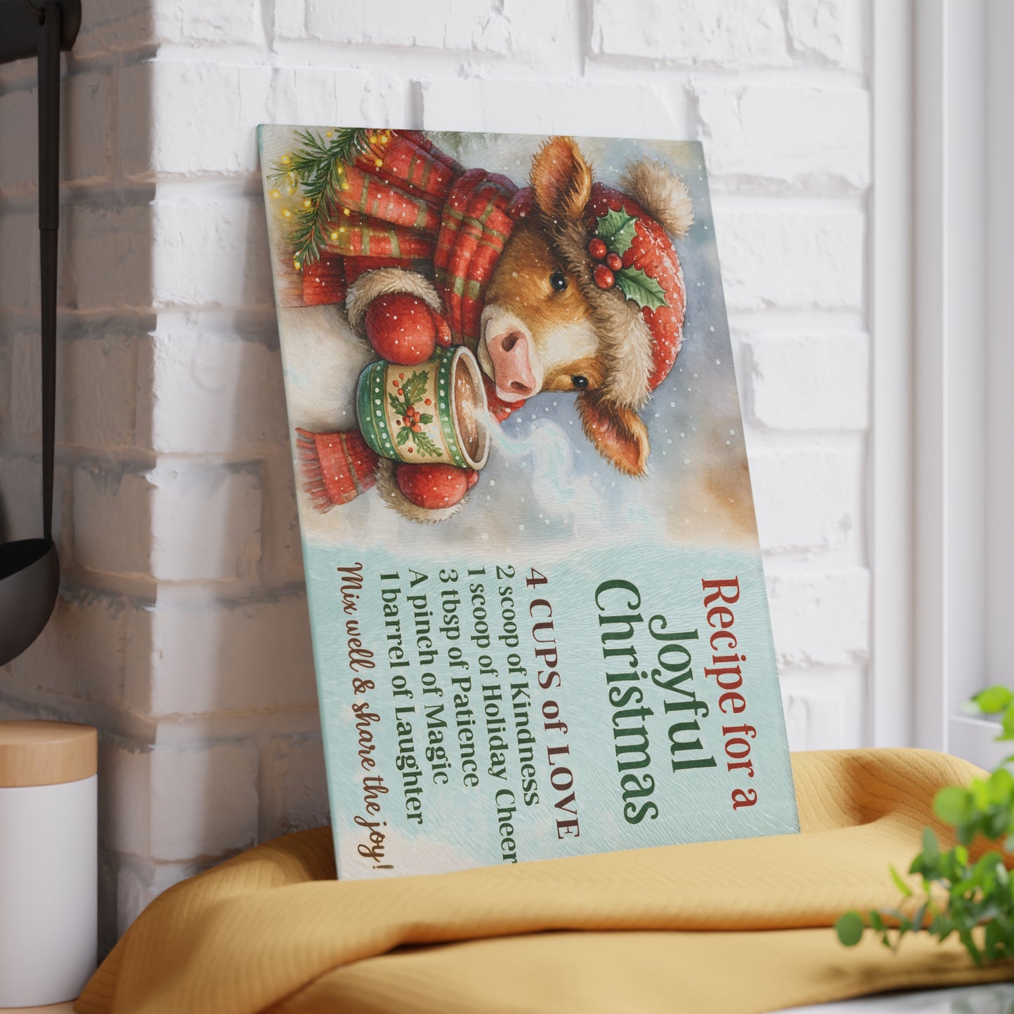 🎄☕ Highland Cow Recipe for a Joyful Christmas Cutting Board – Festive Winter Kitchen Décor ❄️✨