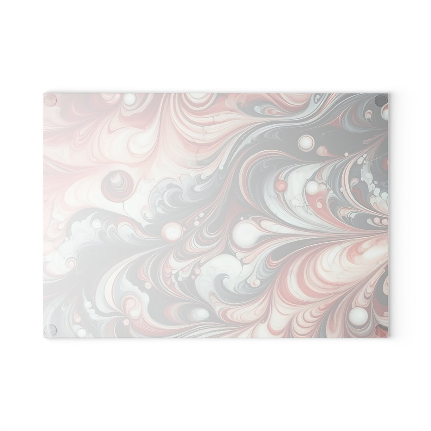 Tabla de cortar de vidrio con diseño de mármol rojo, negro y blanco: decoración de cocina moderna inspirada en el mármol, un regalo elegante y funcional.