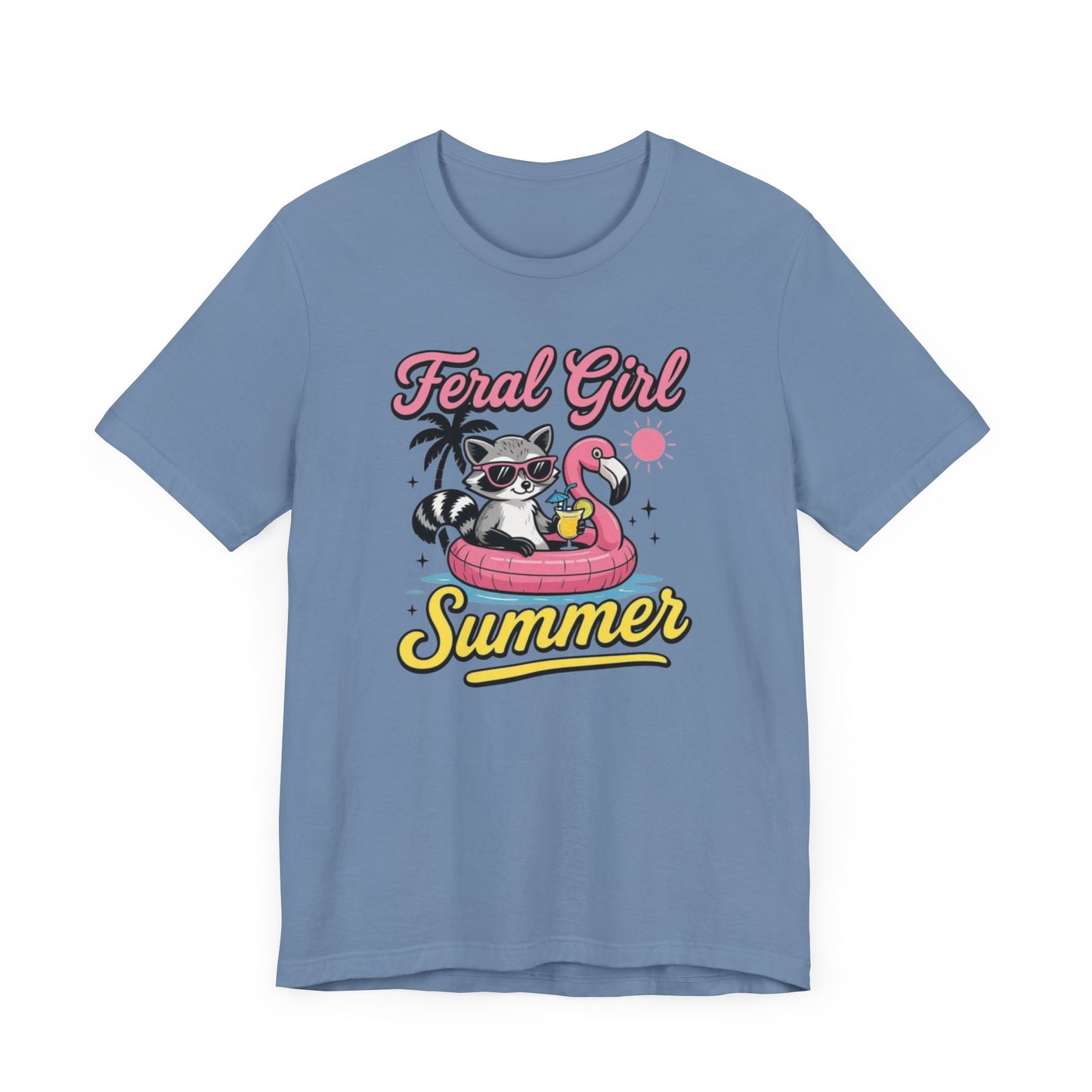 Camiseta de verano para chica salvaje: Mapache divertido con vuelo | Camiseta de verano para mujer