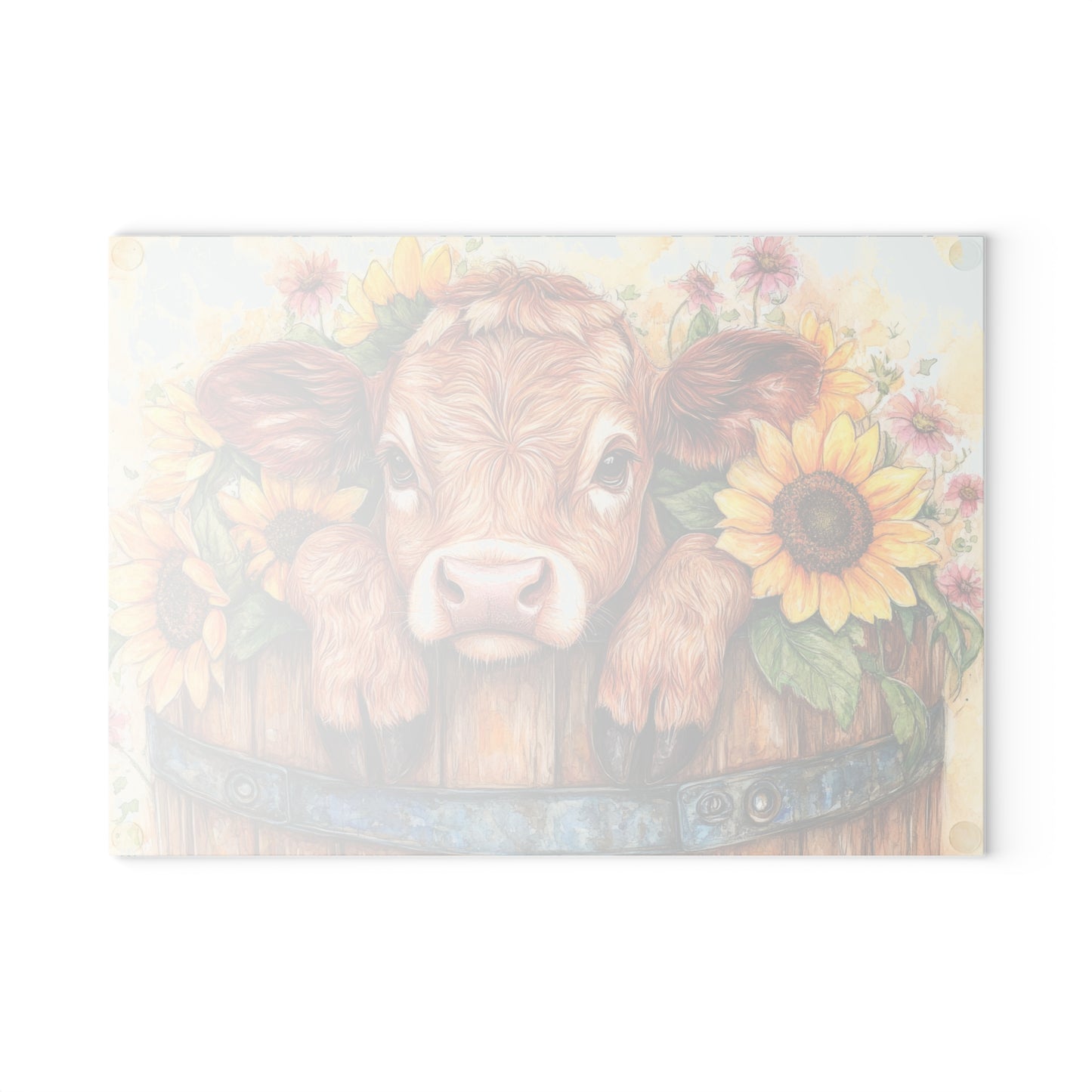 🐮🌻 Sunflower Calf Cutting Board – Rustic Farmhouse Beauty for Your Kitchen 🌼