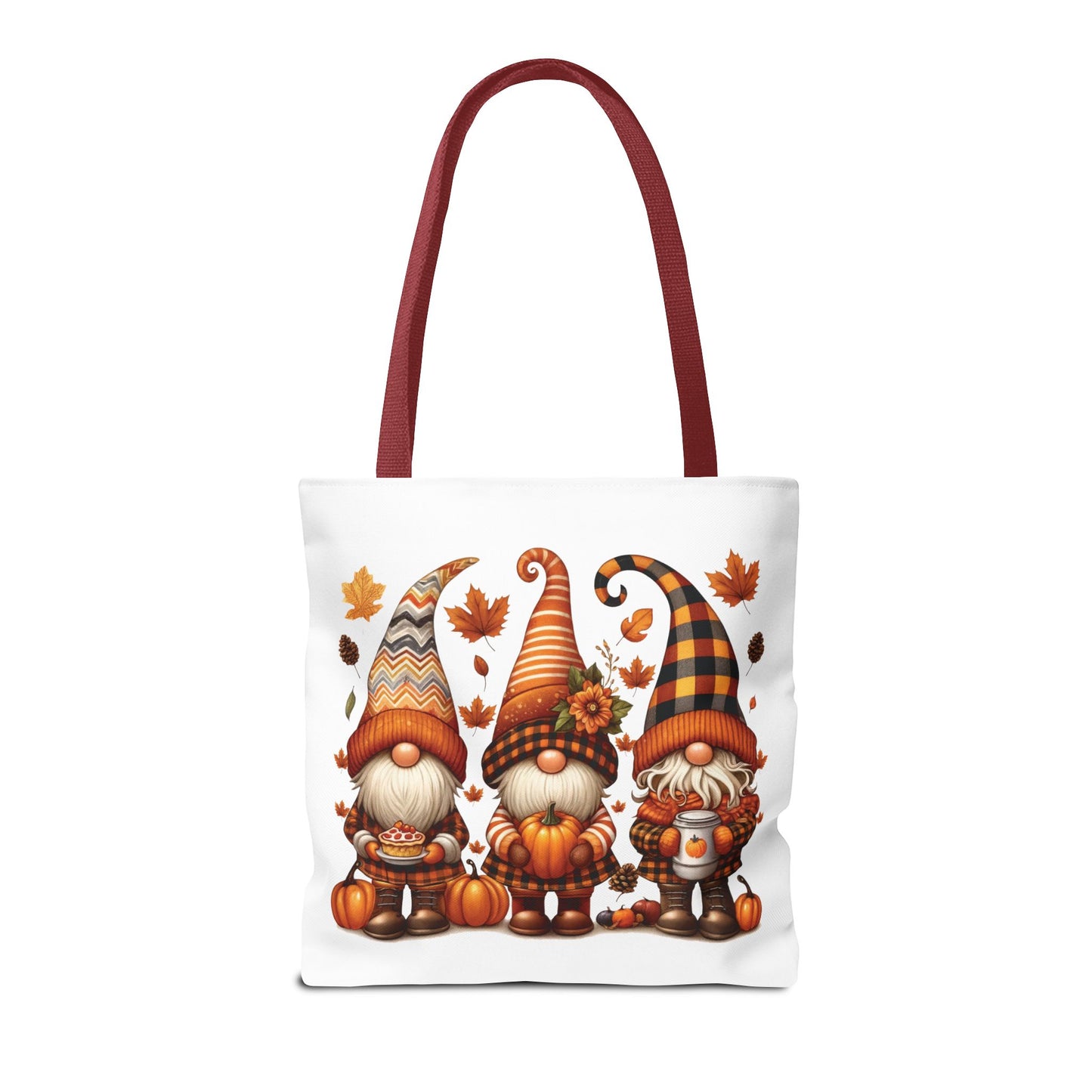 🍁 Autumn Gnome Trio Tote Bag – Cozy Fall Charm with Pumpkin Spice Magic