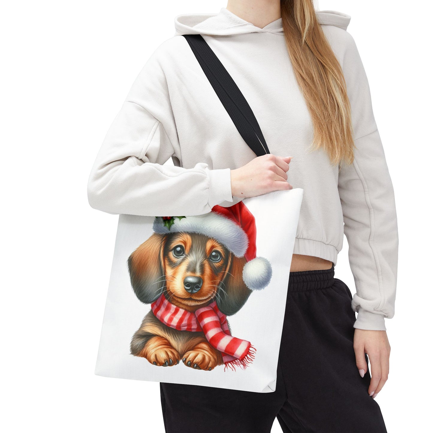 🎄 Dachshund Christmas Tote Bag – Festive Holiday Charm for Dog Lovers 🐾🎅