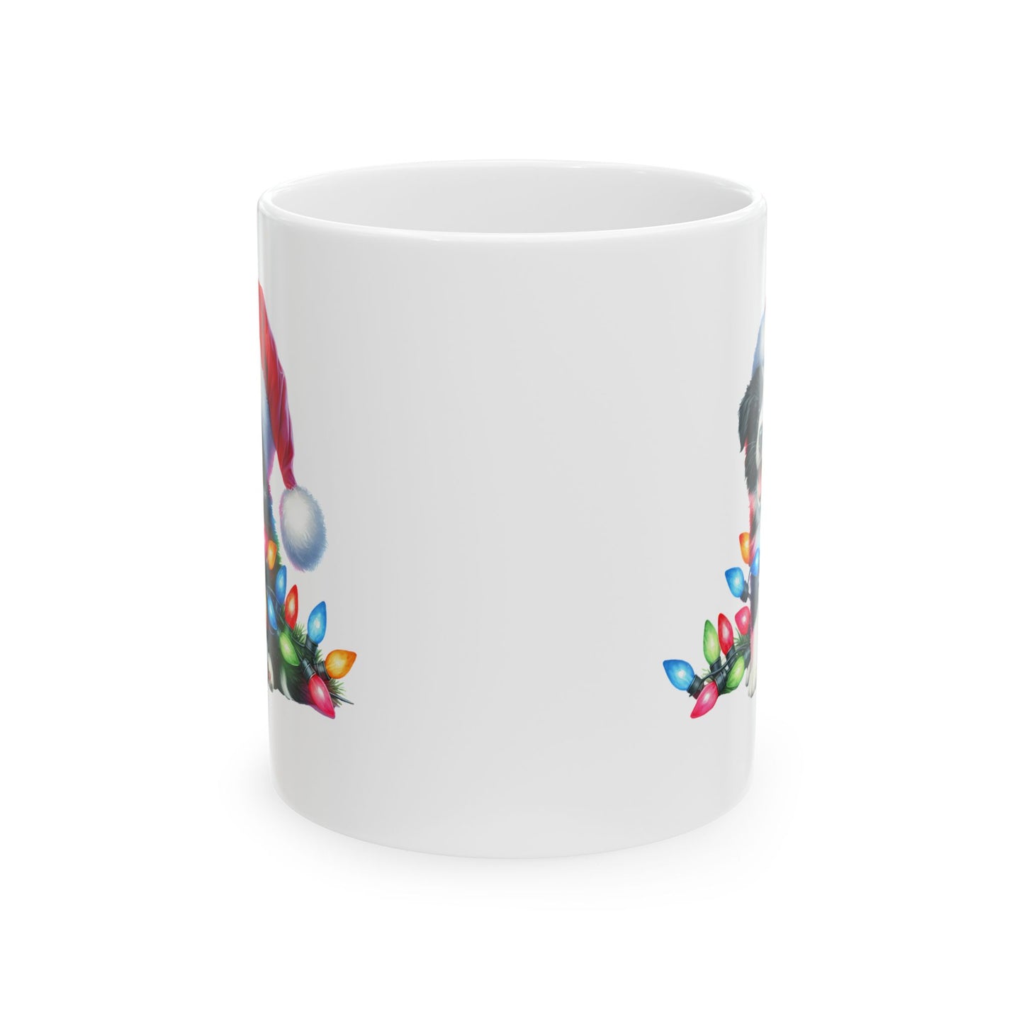 🐾 Border Collie Christmas Lights Mug – Holiday Cheer with a Tail-Wagging Twist 🎅✨