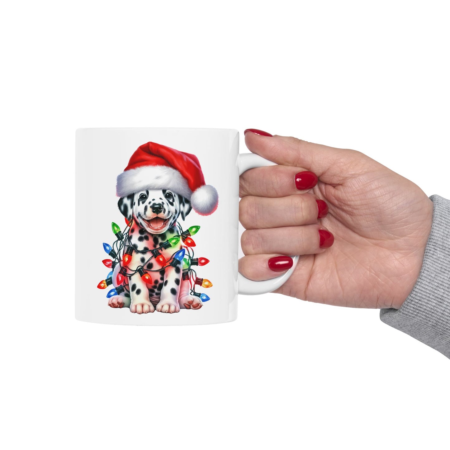 Dalmatian Christmas Lights Mug – Personalized Holiday Cheer in Every Sip 🎅🌟