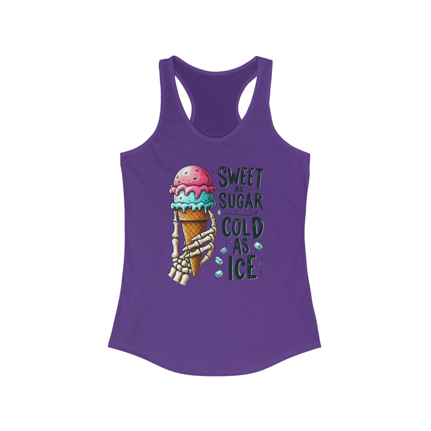 Dulce como el azúcar, fría como el hielo – Camiseta deportiva con espalda descubierta y mano de esqueleto