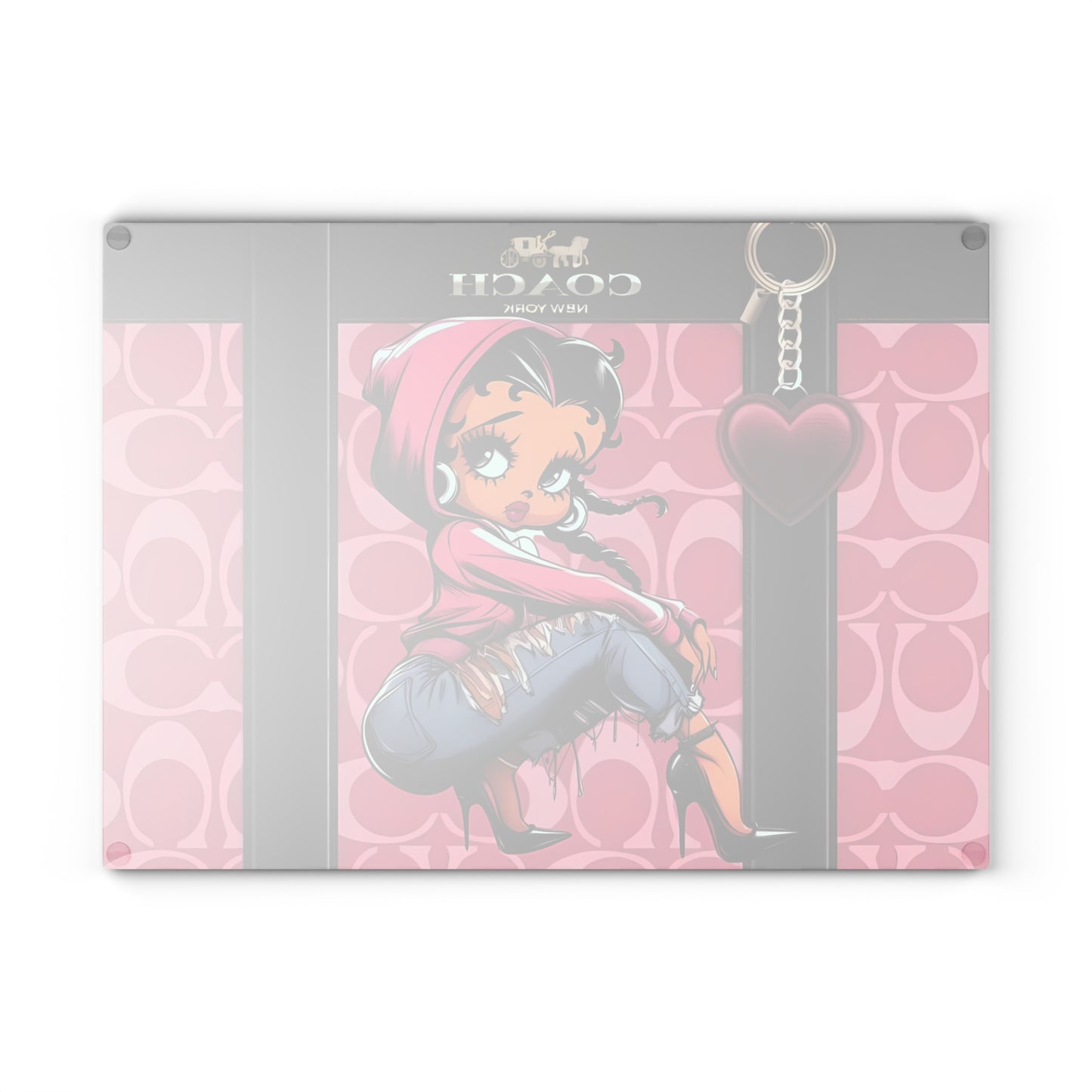 Tabla de cortar rosa retro chic: elegante decoración de cocina de vidrio con estilo urbano