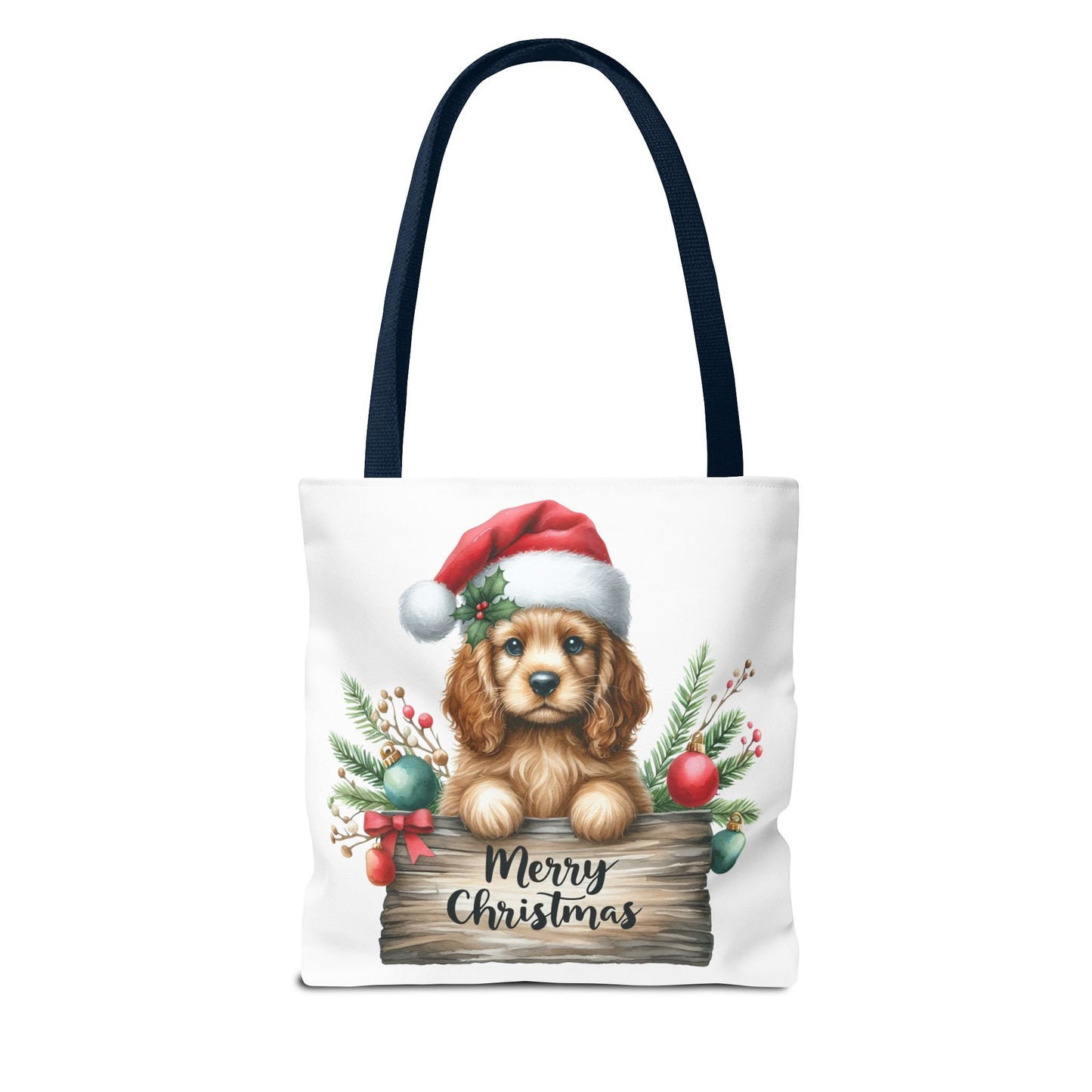 🐶 Cocker Spaniel “Merry Christmas” Tote Bag – Cozy Holiday Charm in Every Stitch 🎄
