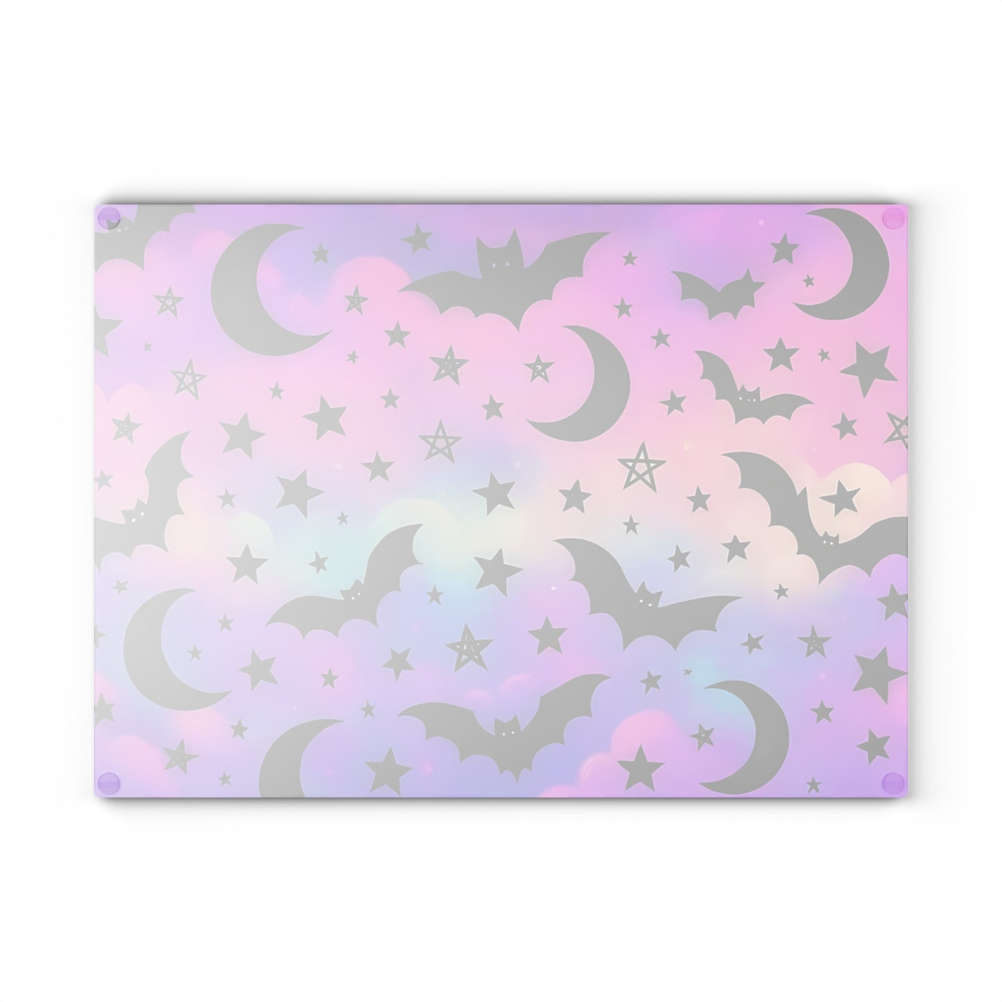 🦇 Pastel Halloween Sky Cutting Board – Spooky Cute Bats & Moons on Dreamy Clouds