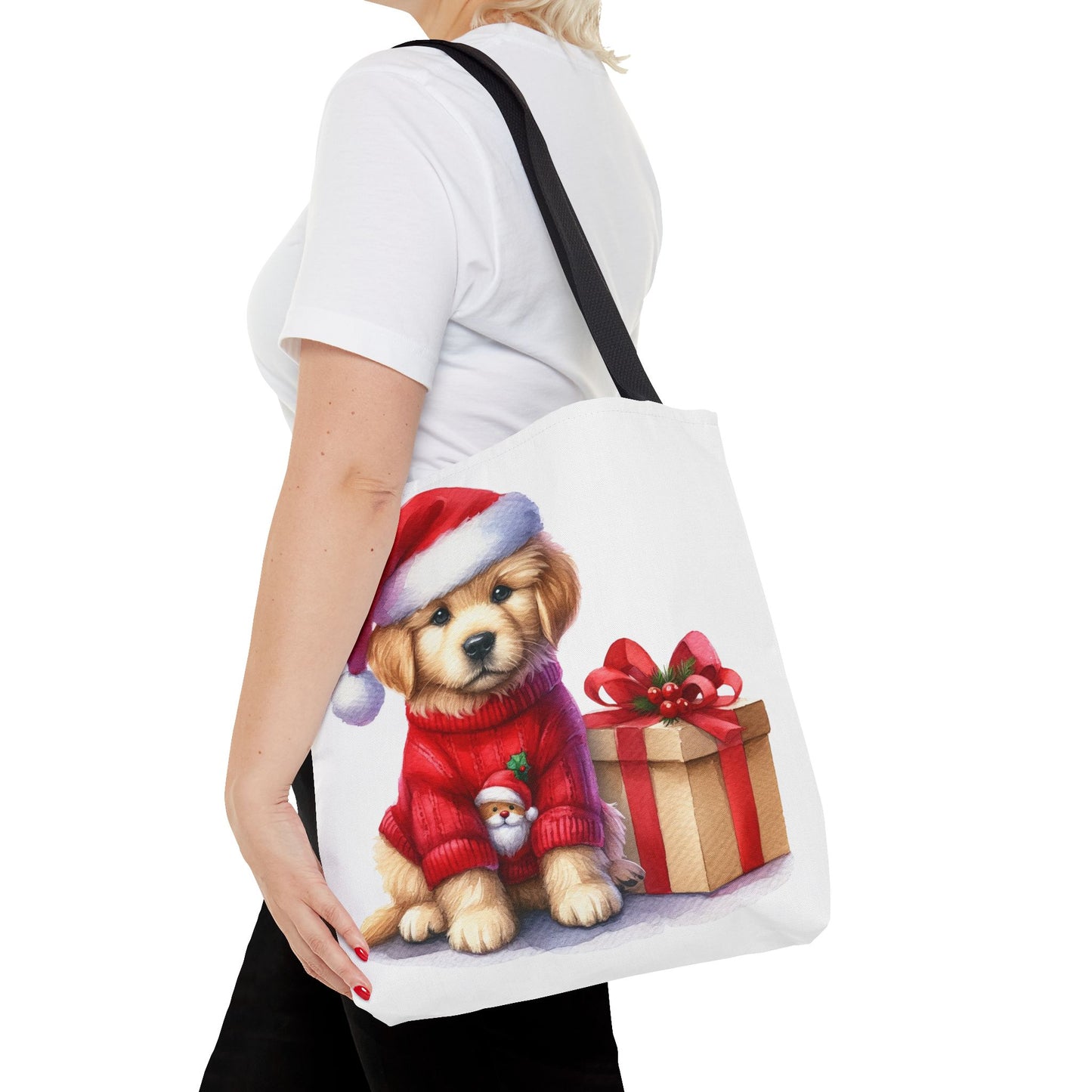 🎄 Golden Retriever Puppy Christmas Tote Bag – Festive Charm for Dog Lovers 🐶