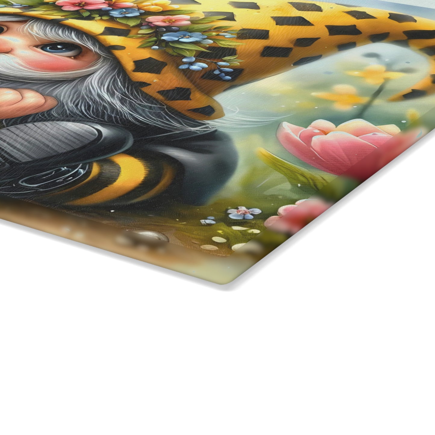Tabla de cortar con diseño de gnomo abejorro: un dulce aire primaveral para tu cocina