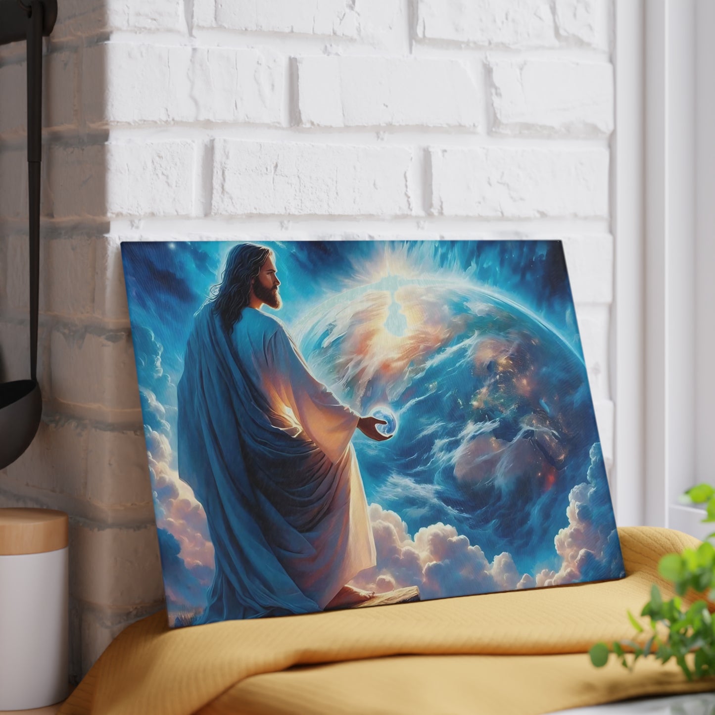 Tabla de cortar de Jesús, tabla de charcutería, tabla de cortar única, tabla de cortar de vidrio templado, regalo de inauguración de la casa, tabla de cortar personalizada