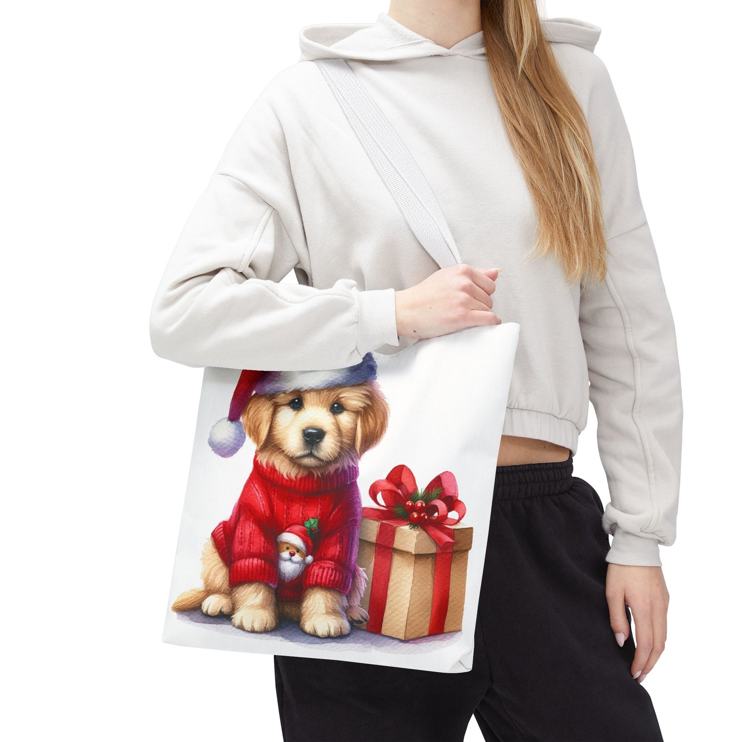 🎄 Golden Retriever Puppy Christmas Tote Bag – Festive Charm for Dog Lovers 🐶