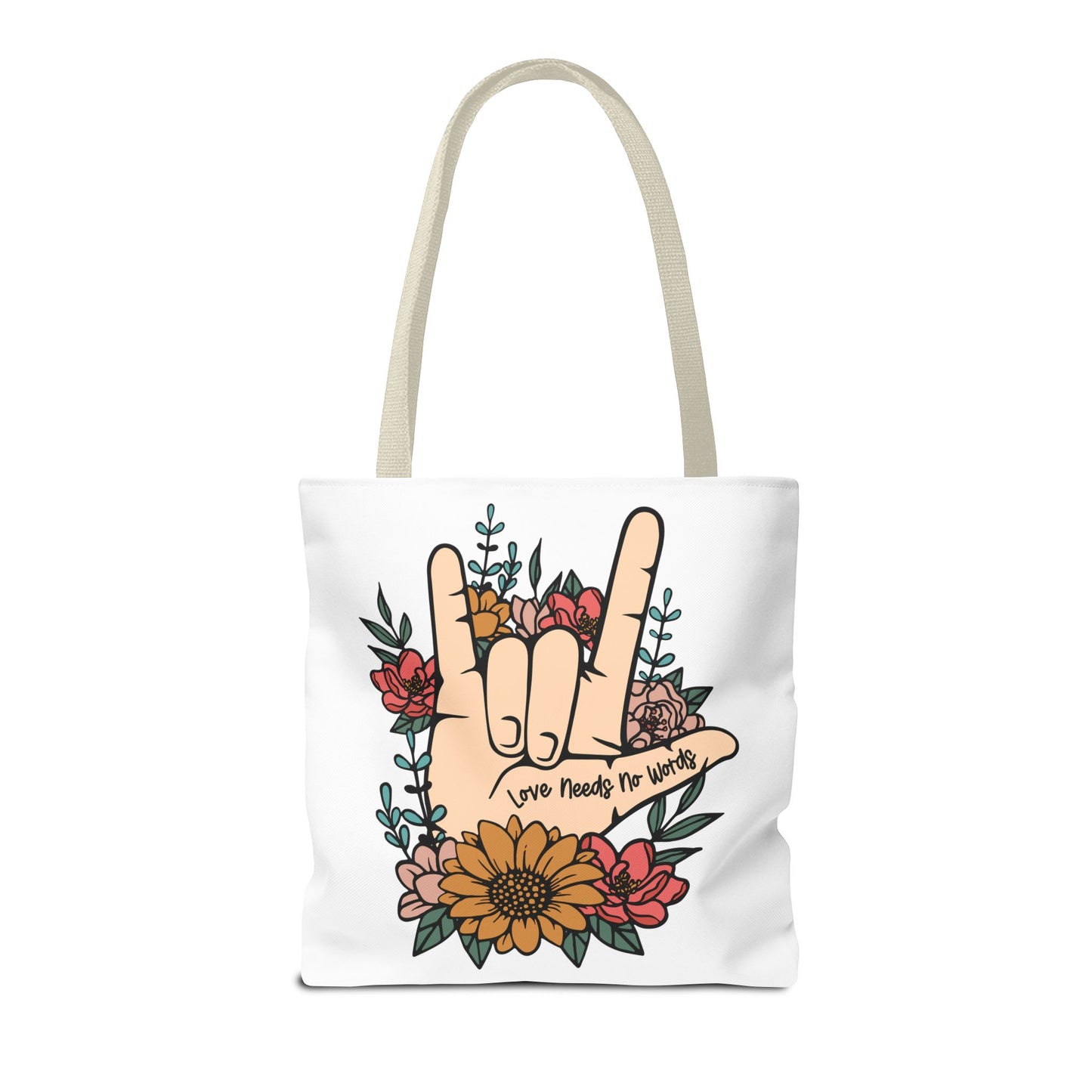 Bolsa de tela con gesto de "Te amo" en ASL (siglas en inglés)