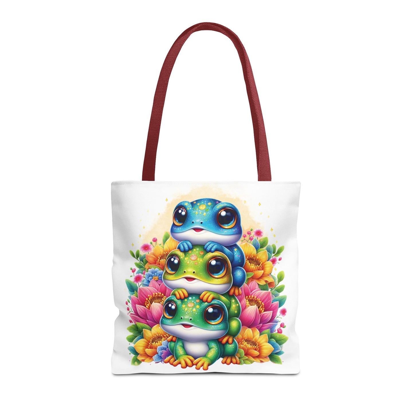 ๐ธ Stacked Frogs Floral Tote Bag โ Colorful Whimsy for Every Day ๐ธ๐