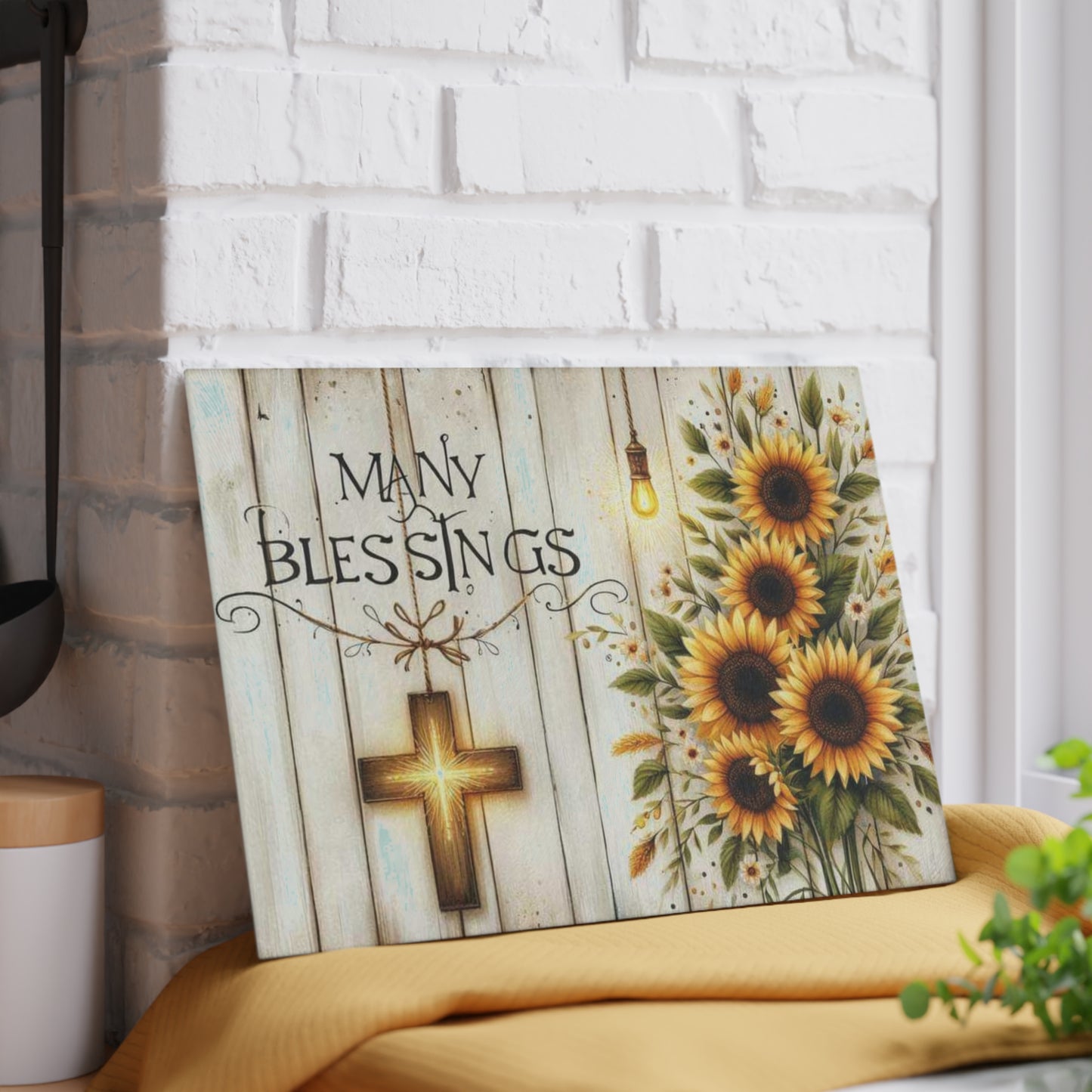 Tabla de cortar de vidrio inspiradora, regalo de Pascua, cruz y flores, ideal para regalar, decoración inspirada en la fe, decoración de cocina, regalos cristianos.