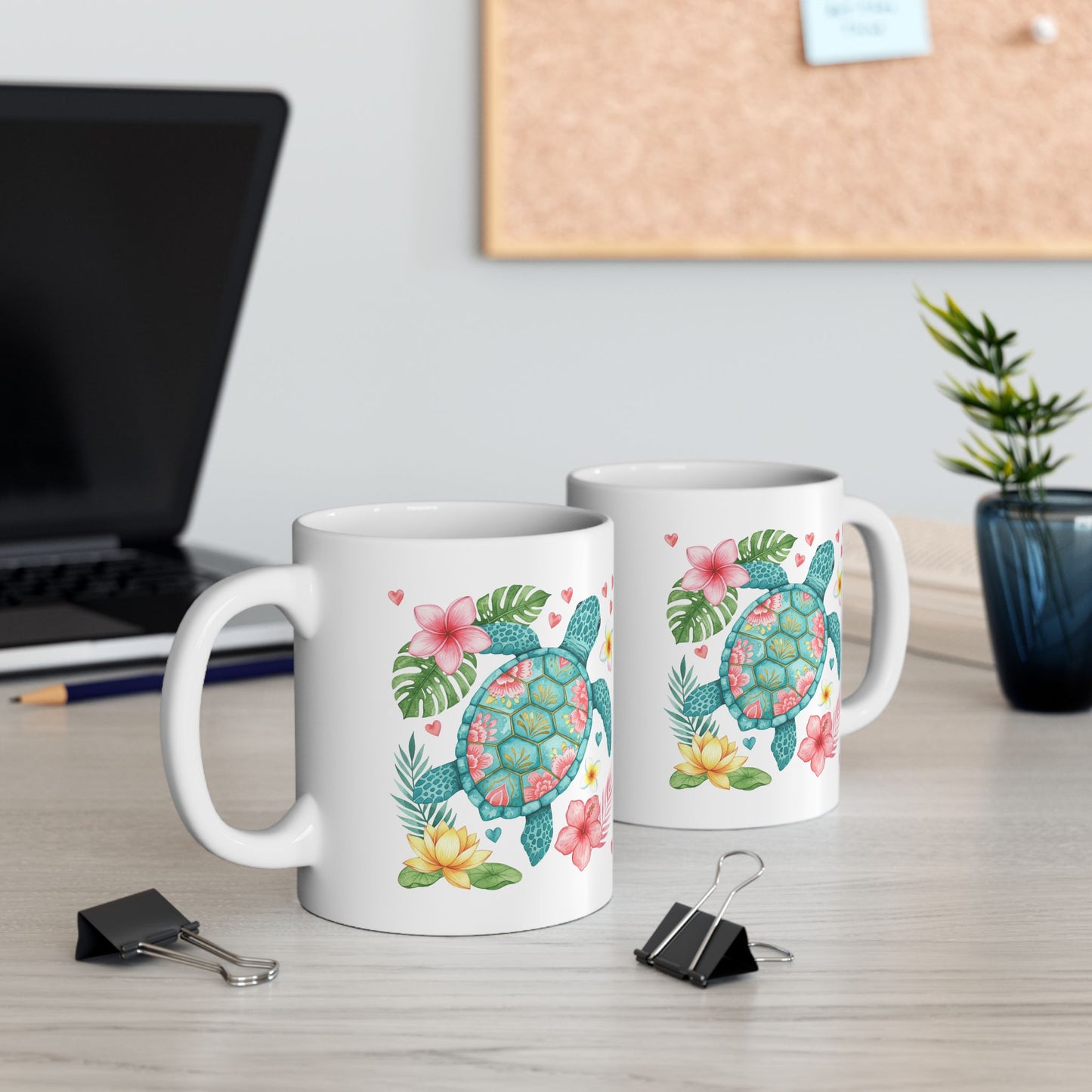 🌺 Tropical Sea Turtle Mug – Island Vibes & Floral Bliss 🐢🌴