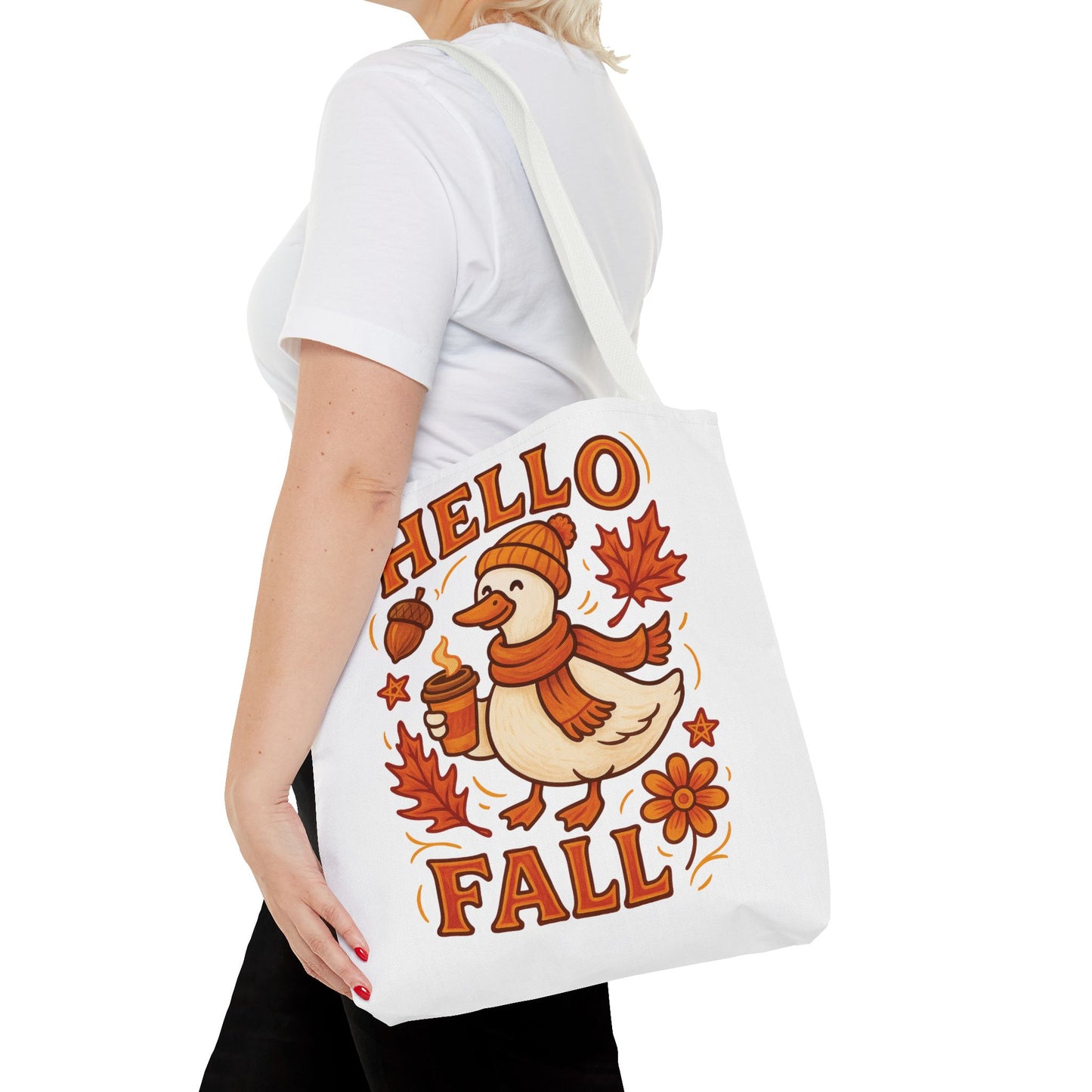 🧡 Hello Fall Duck Tote Bag – Cozy Autumn Vibes & Feathered Charm 🍂🦆