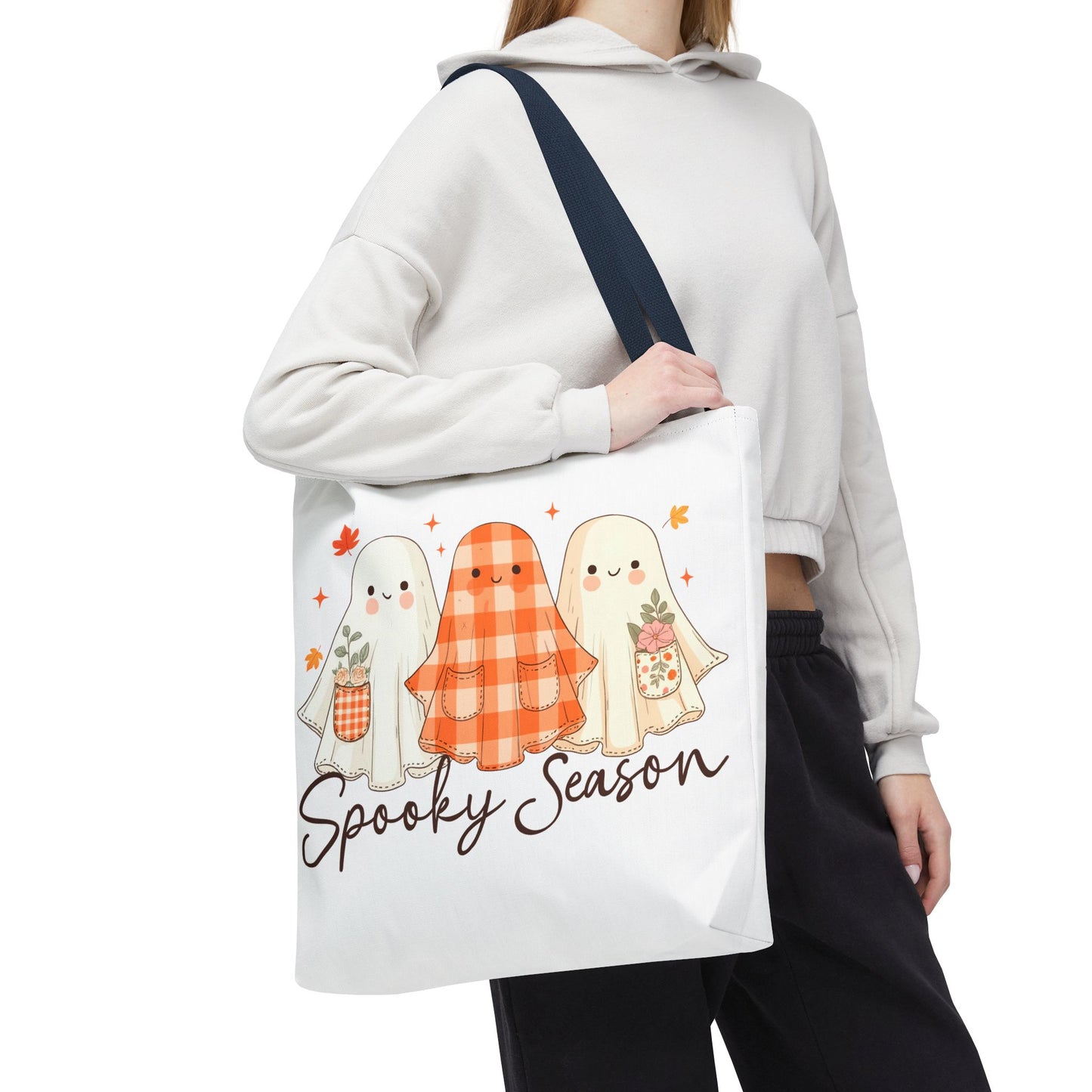 ๐ป Spooky Season Ghost Friends Tote Bag โ Cozy Fall Vibes with a Cute Twist ๐๐
