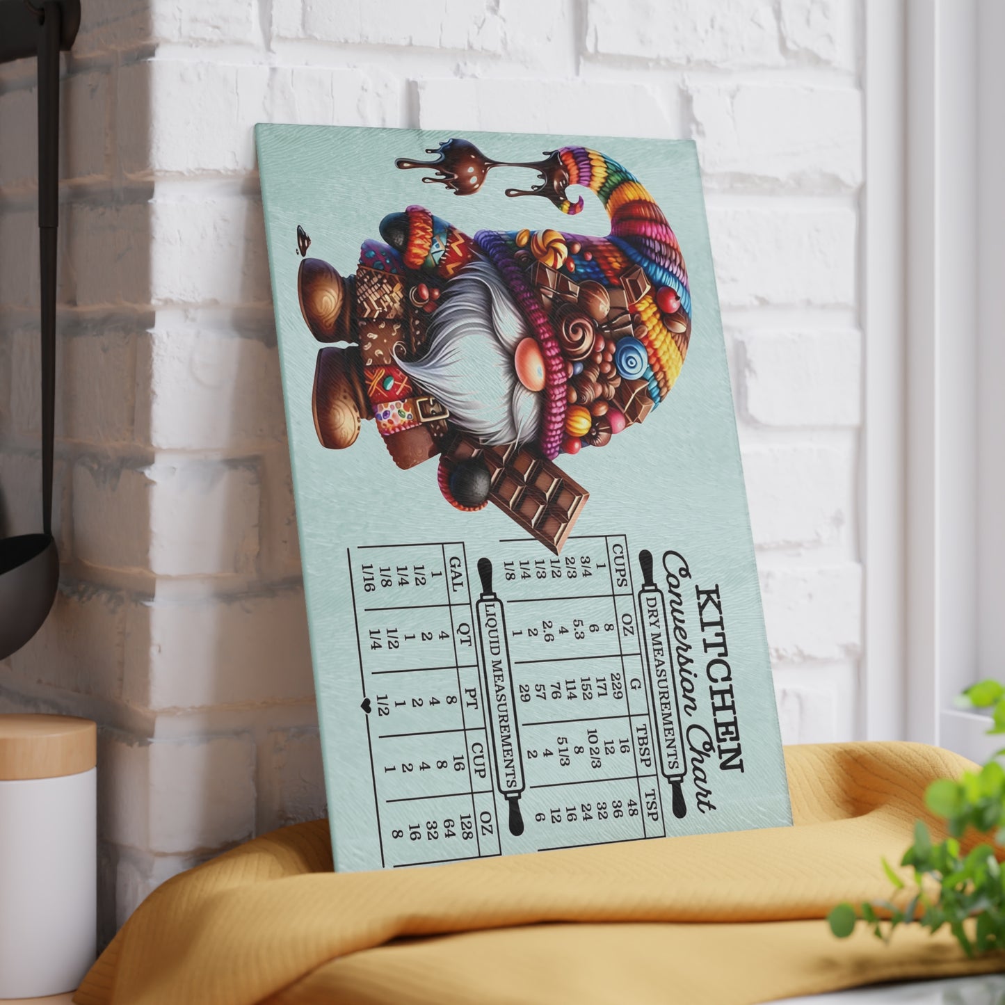 🍫🎨 Candy Gnome Kitchen Conversion Cutting Board – Sweet Treats & Whimsical Charm for Your Kitchen 🍬🧑🍳
