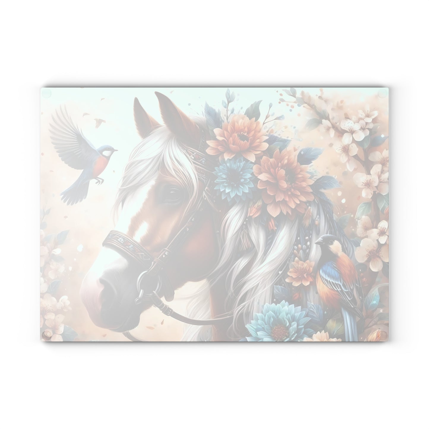 Hermosa tabla de cortar de caballo, tabla de cortar de vidrio templado, tabla de charcutería, tabla de cortar, regalo de inauguración de la casa, tabla de cortar personalizada