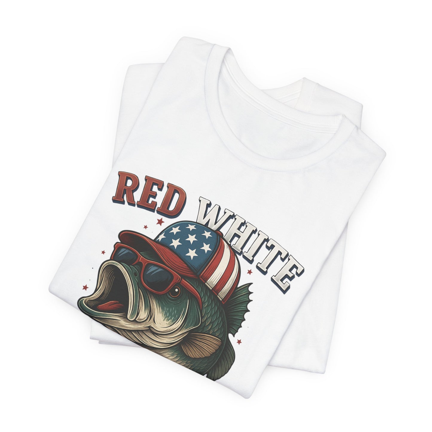 Divertida camiseta patriótica de pescado, con estampado rojo, blanco y negro, unisex, ideal para el 4 de julio, regalo para papá, ideal para barbacoas de verano.