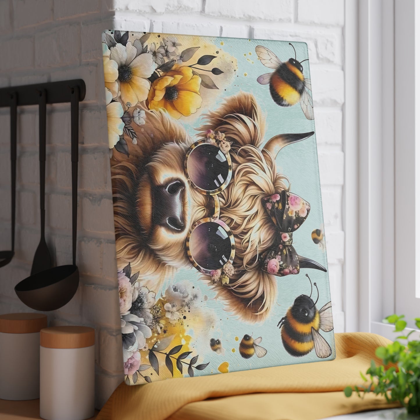 Tabla de cortar de vaca, regalo único, tabla de cortar de vidrio templado, tabla de charcutería, tabla de cortar, regalo de inauguración de la casa, tabla de cortar personalizada