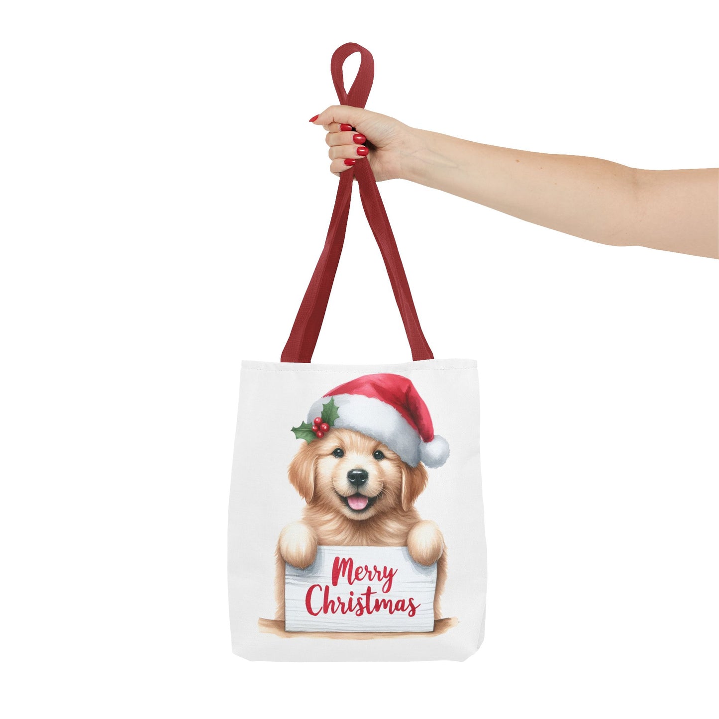 🐾 Golden Retriever “Merry Christmas” Tote Bag – Holiday Cheer in Every Carry 🎄