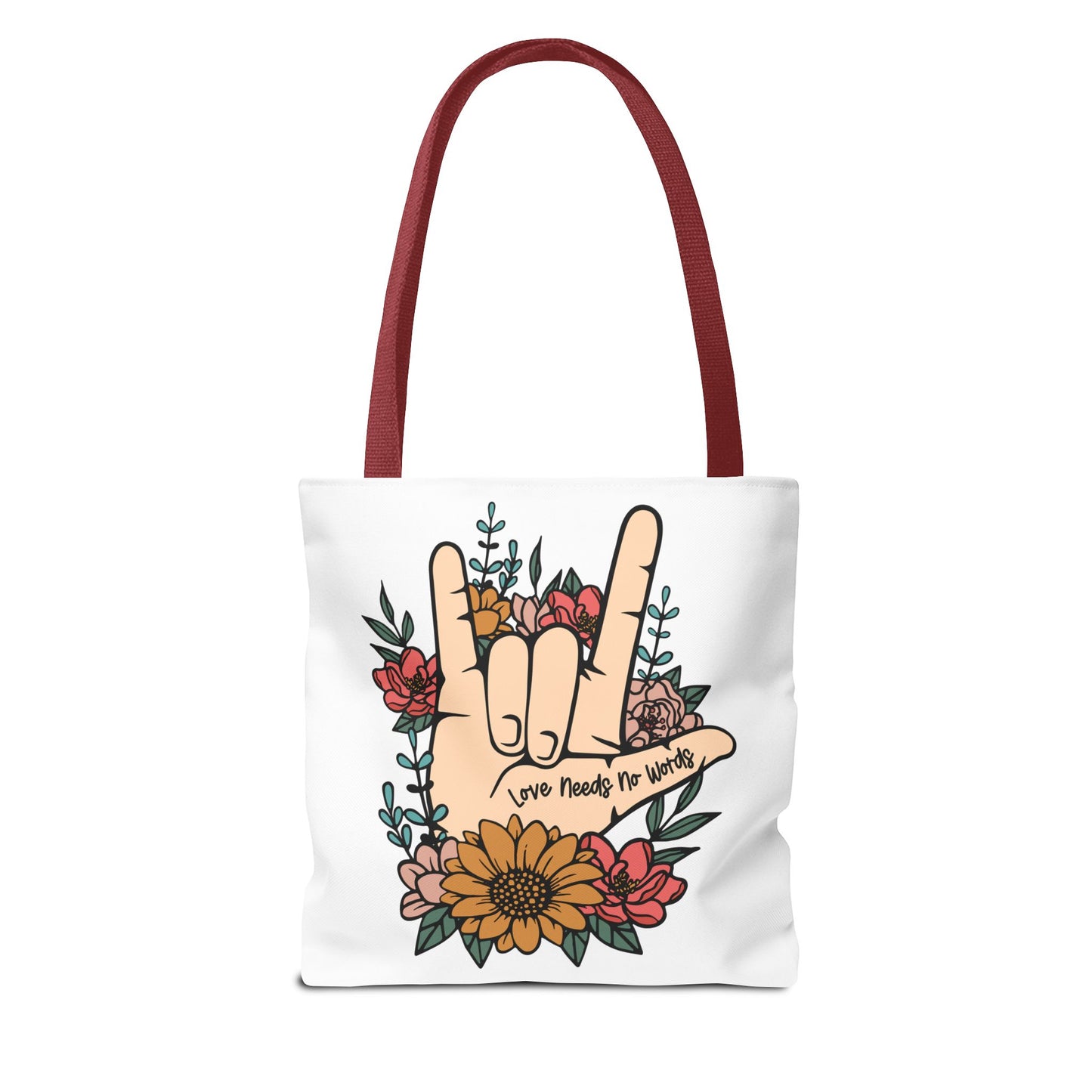 Bolsa de tela con gesto de "Te amo" en ASL (siglas en inglés)