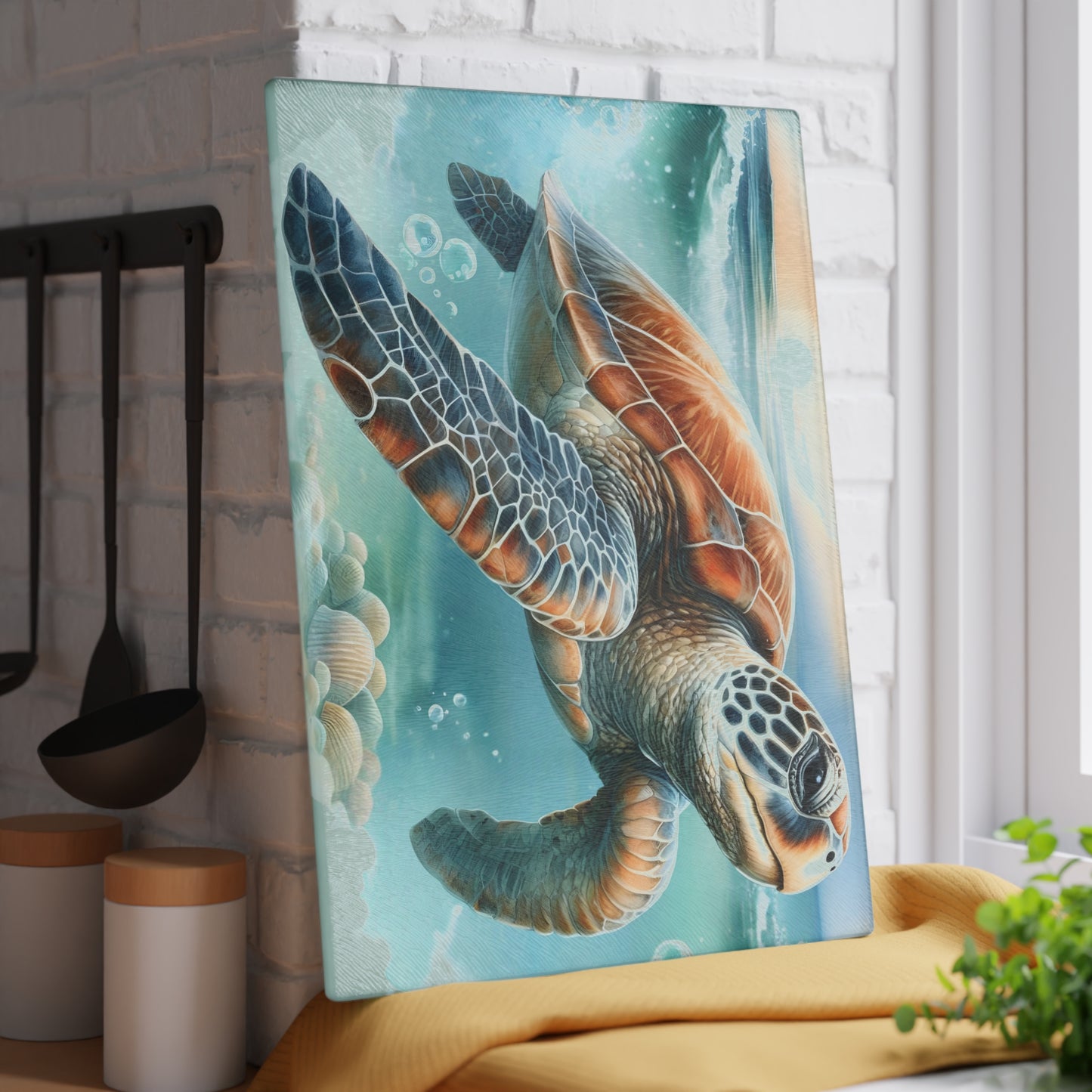 Tabla de cortar Sea Turtle Ocean Drift: un toque submarino para tu cocina