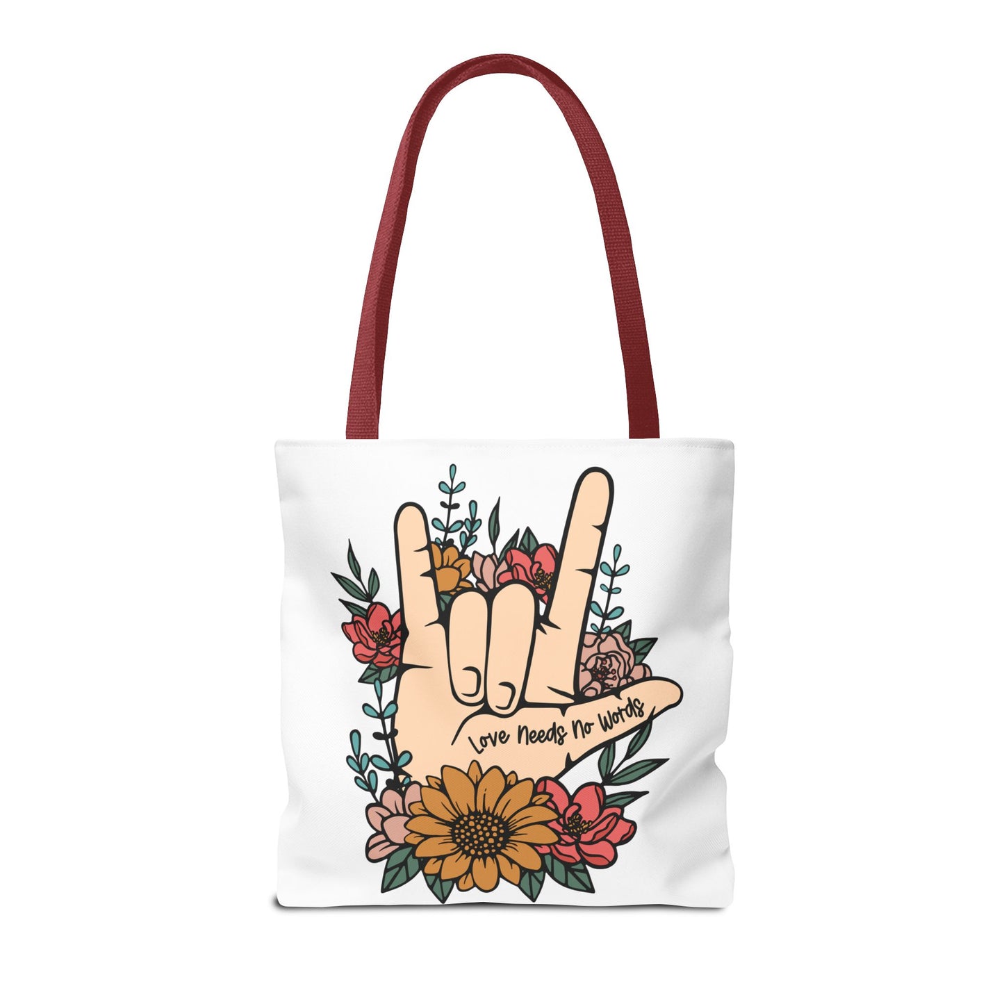 Bolsa de tela con gesto de "Te amo" en ASL (siglas en inglés)