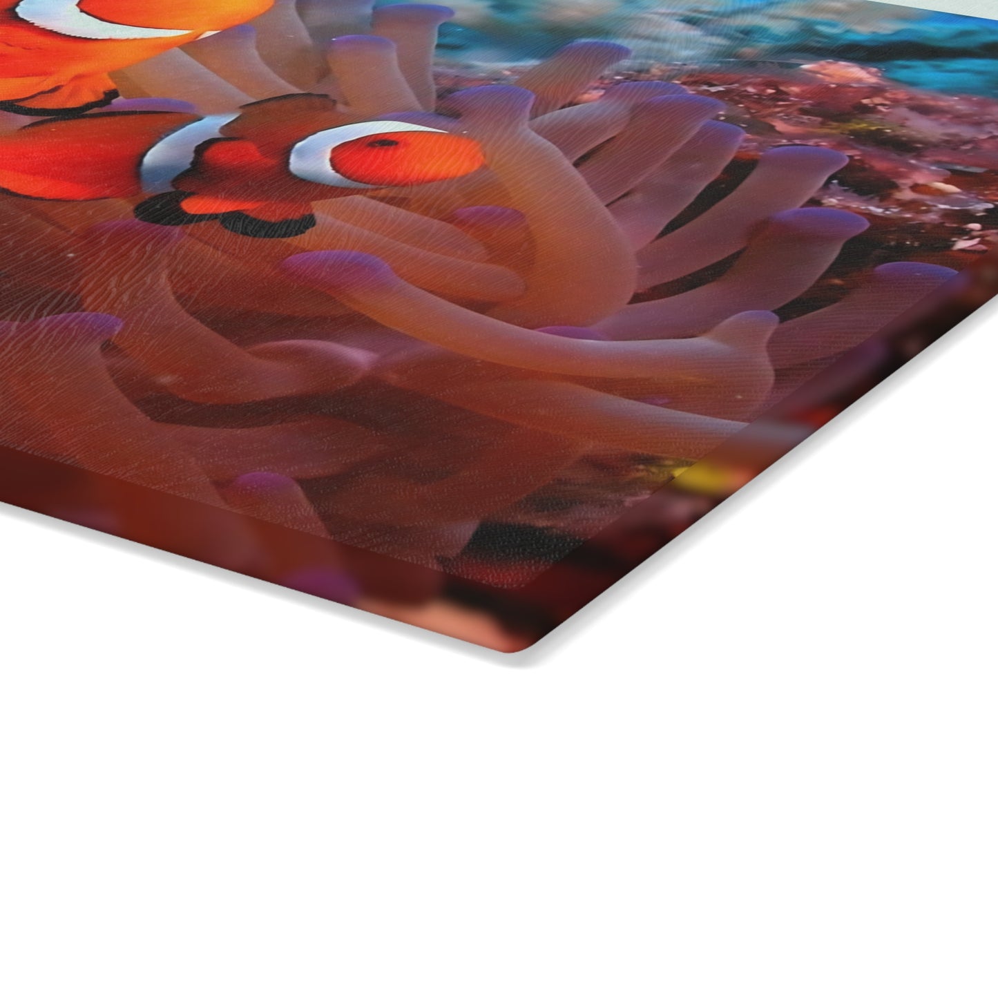 Tabla de cortar de pez payaso con diseño de arrecife de coral: un encanto de arrecife brillante para tu cocina