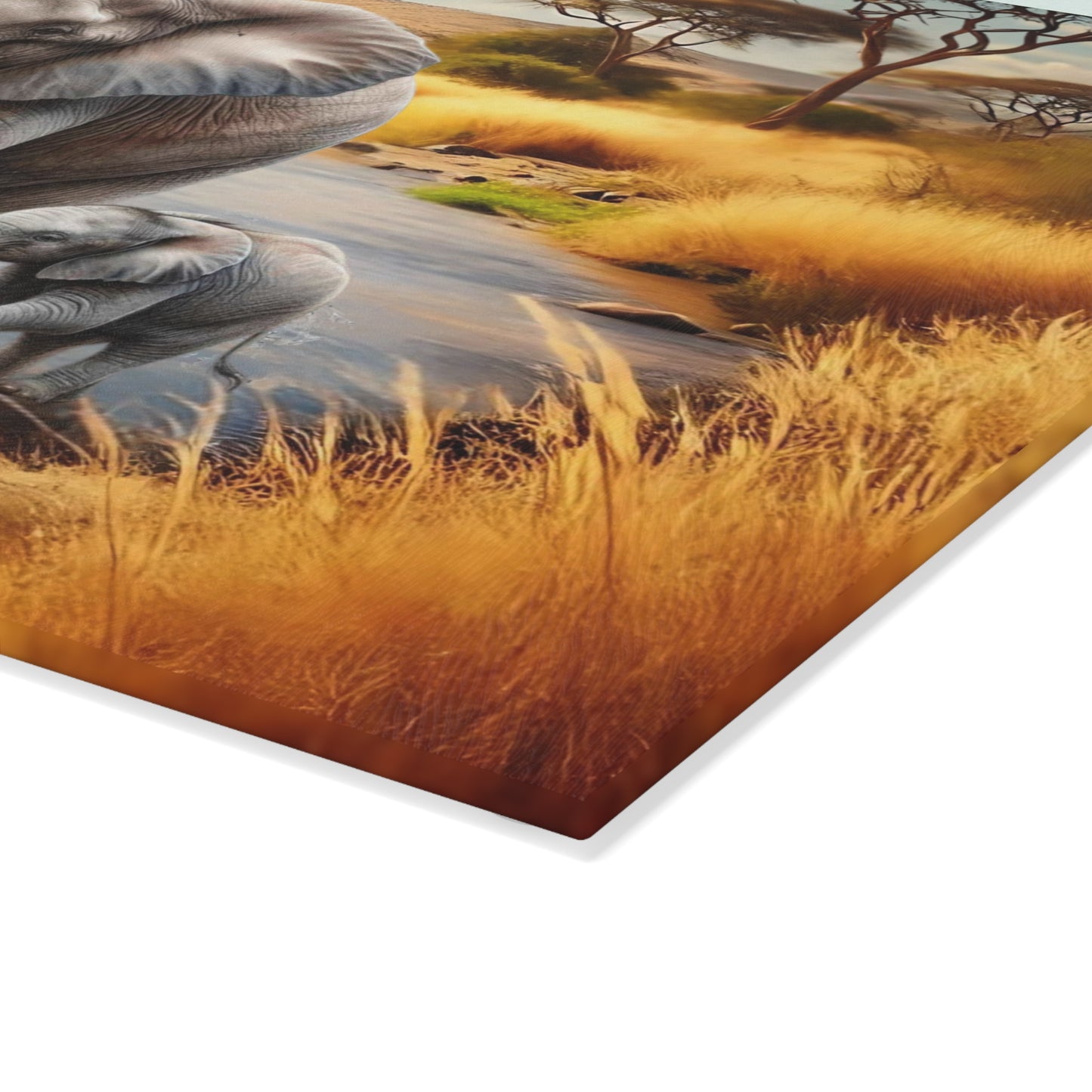 Mama Elephant and baby tempered glass cutting board